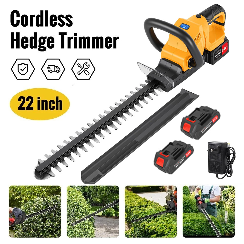 22Inch Cordless Hedge Trimmer Cordless Electric Hedge Trimmer w/2* 24V Battery
