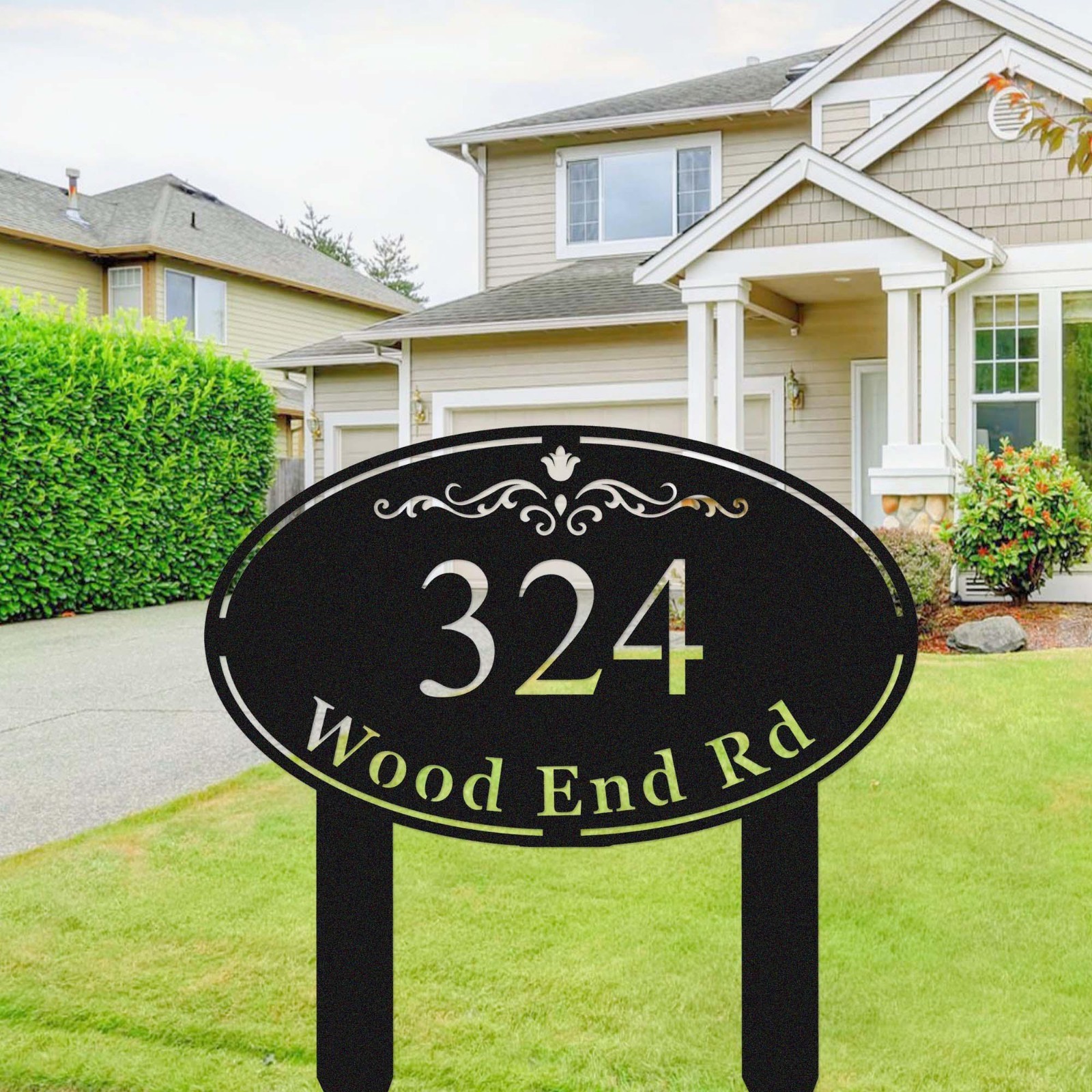 Custom Metal Address Sign, Personalized Yard Number Plaque
