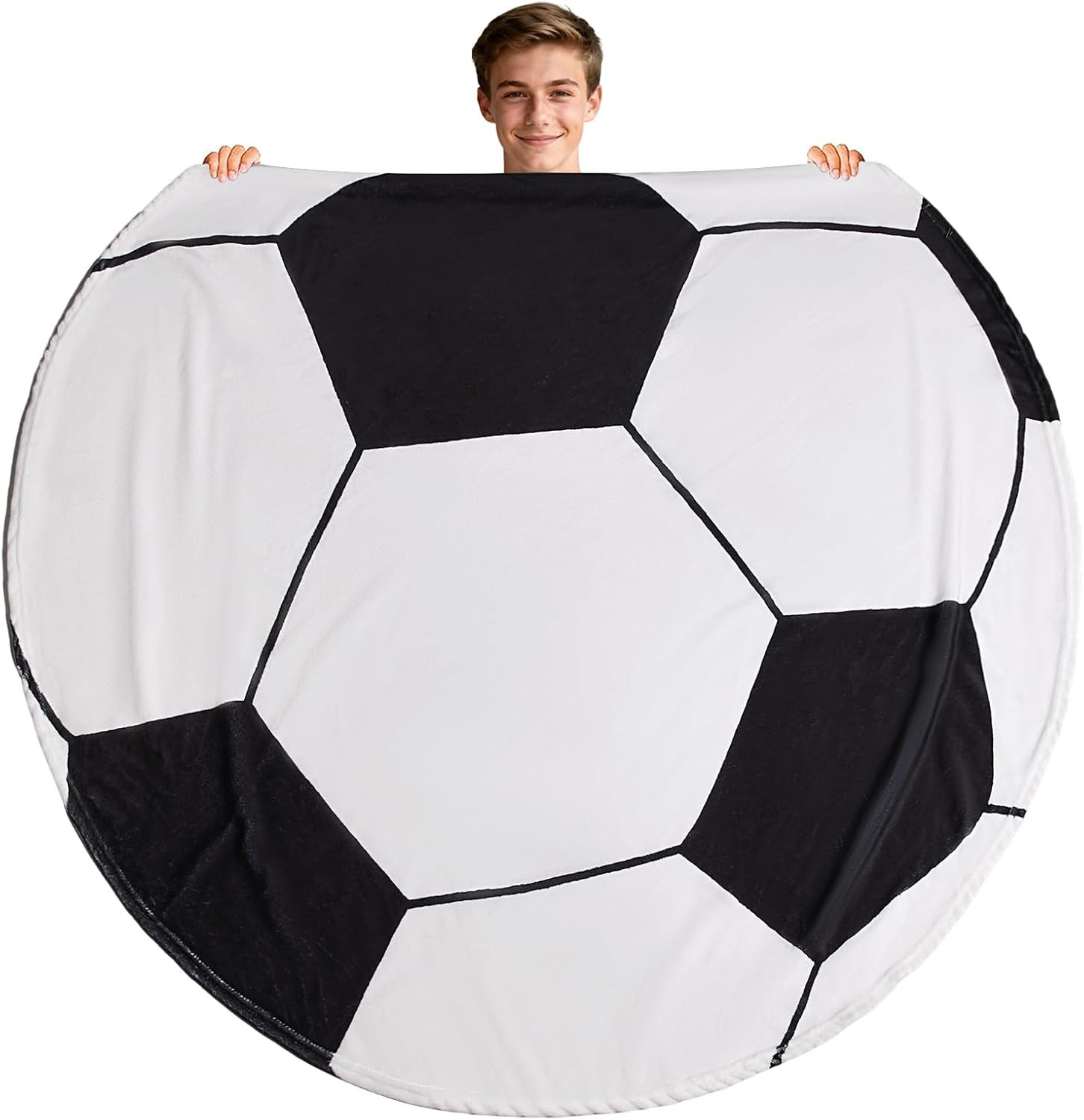 60″ round Sports Blanket for Teens Adults,Throw Blankets for Bed,Fleece Soccer B