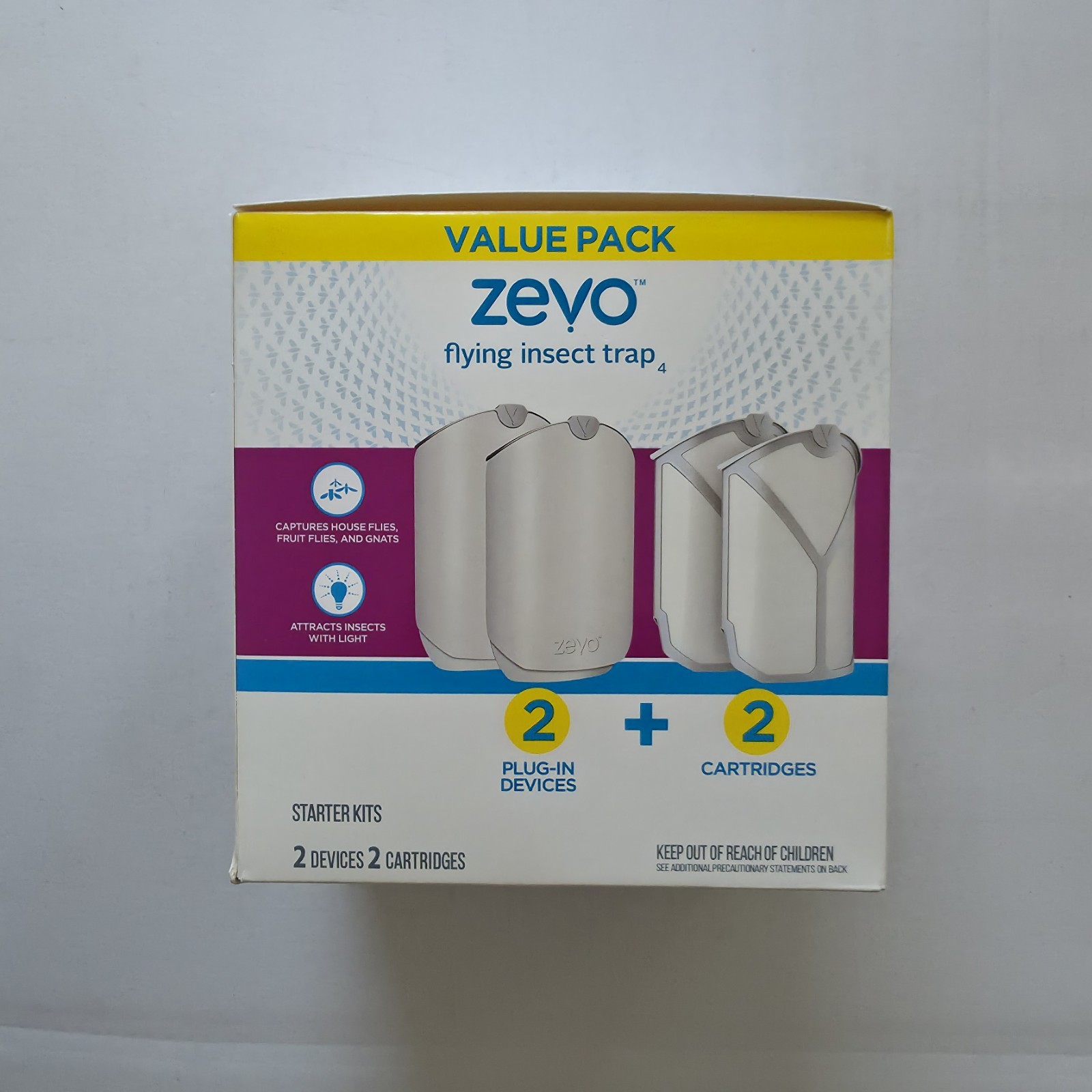 Zevo – Flying Insect Trap Value Pack – 2 Plug-in Devices + 2 Refill Cartridges