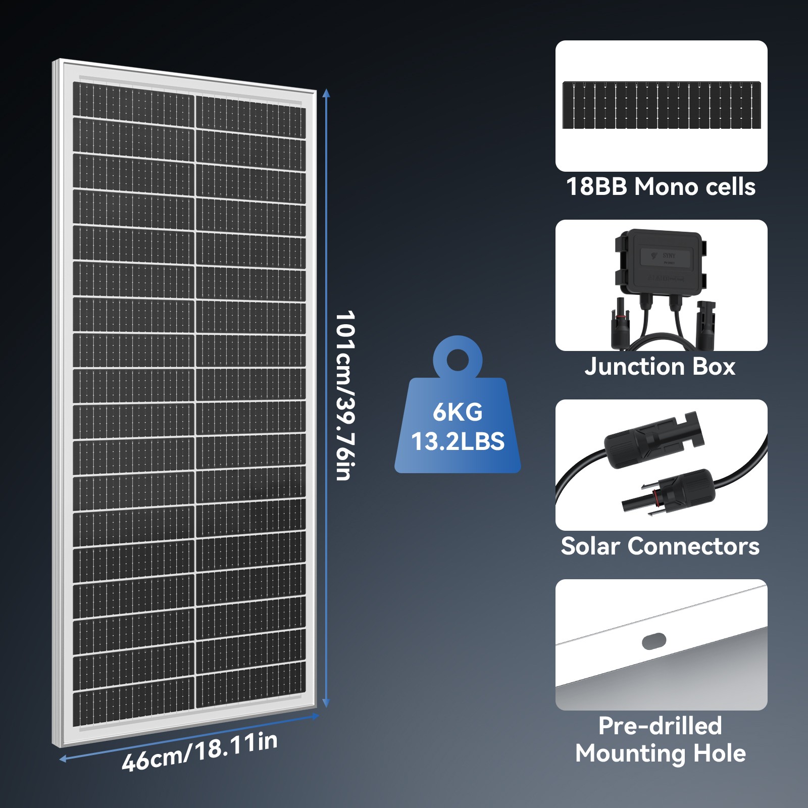100W Watt Mono N-Type Solar Panel 18BB 25% Boat High Conversion RV Home Car