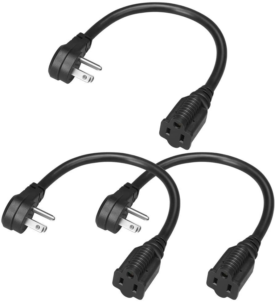 DEWENWILS 3 Pack Short Power Extension Cord Cable 1 Ft Outlet Saver SJT 14 AWG