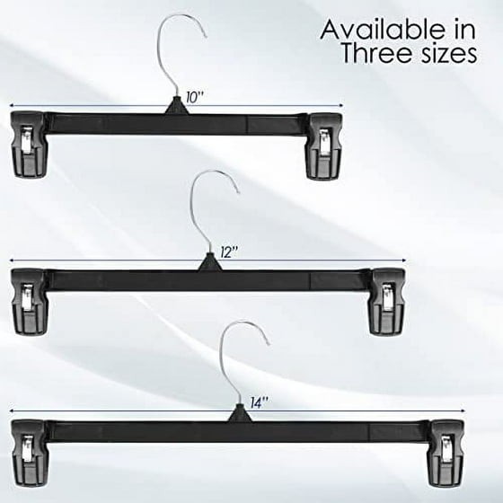 Hanger Central 25 Pack Black Plastic Pants Hangers with Extra Long Clips 12 inch