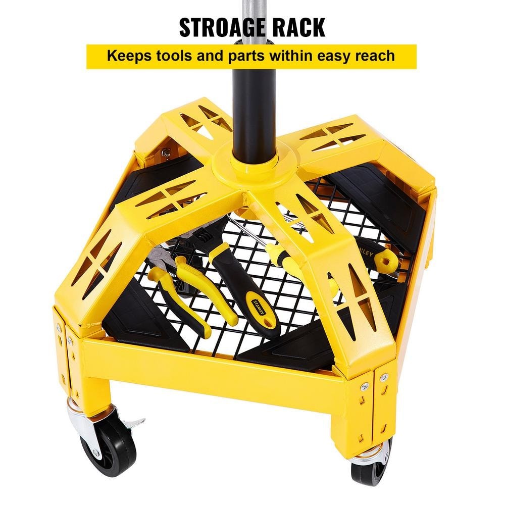 VEVOR Rolling Garage Stool 300 Lbs. Load 24 in. to 28.7 in. w/ 360 Wheel Tray