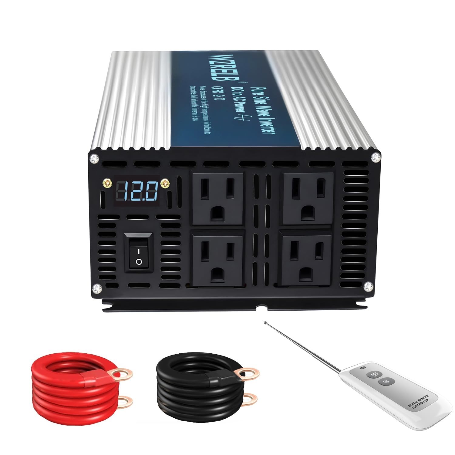 2000W Pure Sine Wave Inverter DC 12V to AC 120V Power Converter camp rv remote