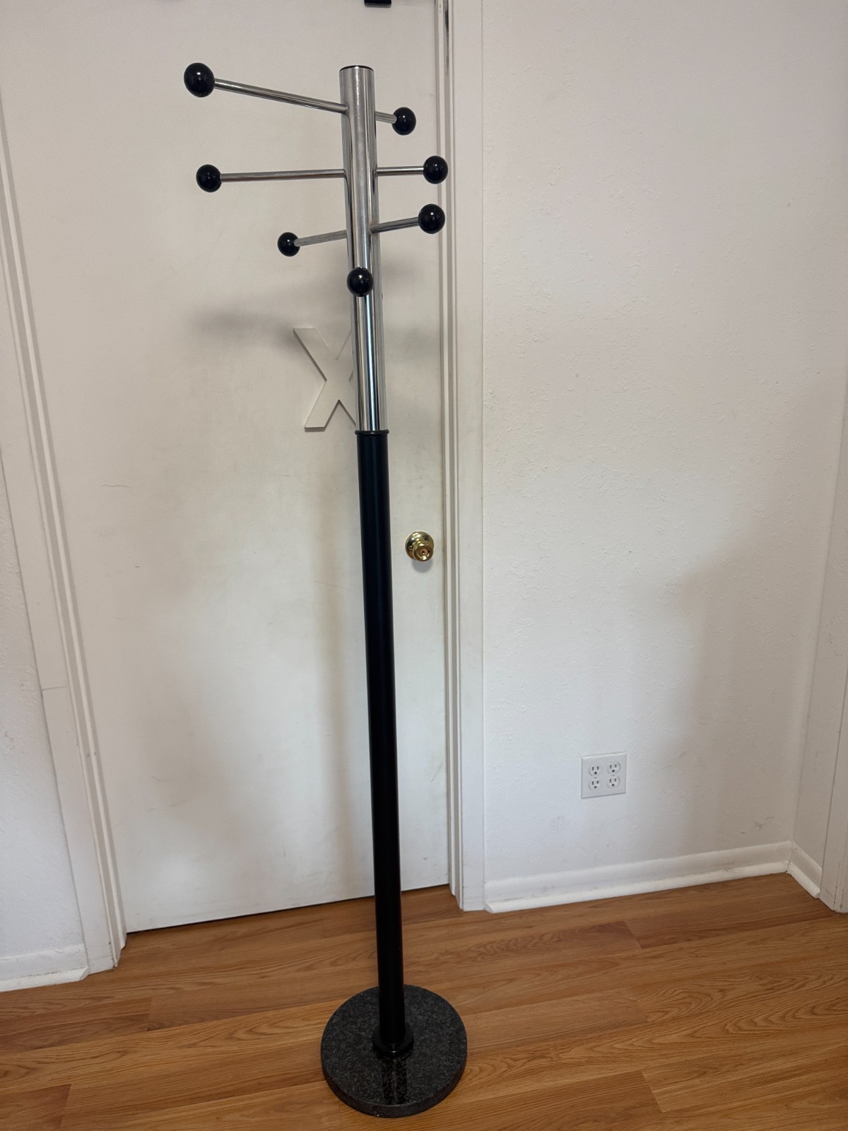 Rare vintage Standing 12″ marble base Coat Rack Space Age MCM Italian Atomic 69″