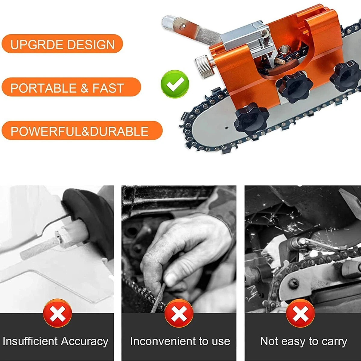 Chainsaw Chain Sharpening Jig Portable Hand Crank Sharpener Tool Set us