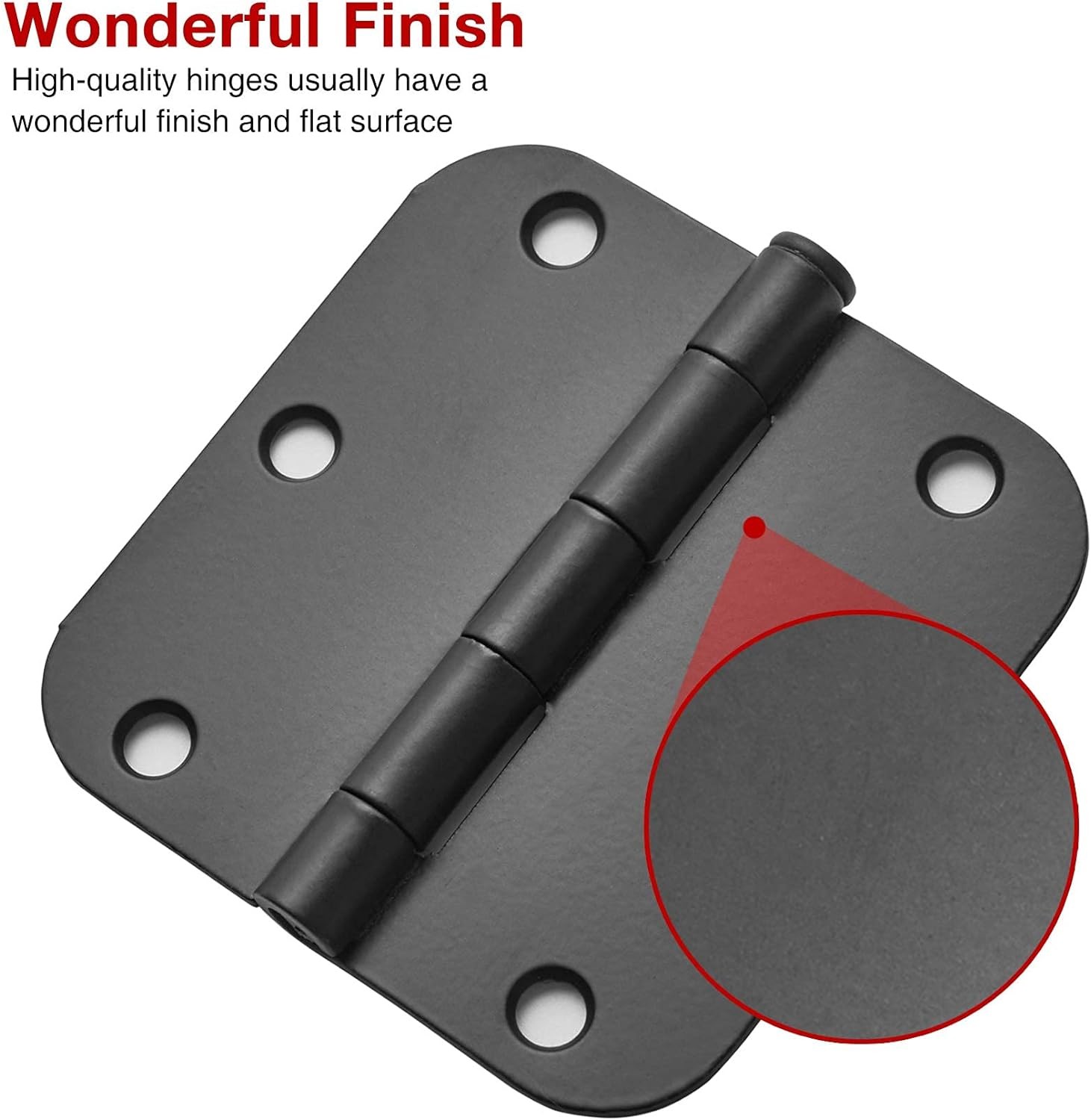 30 Pack 3.5″ Matte Black Door Hinges Interior Residential 5/8 Radius Round Corne