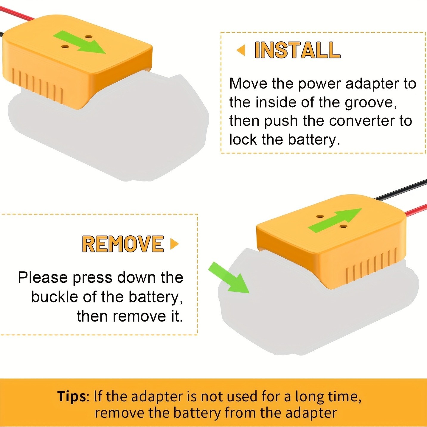 2-Pack 20V To 12V Power Wheel Adapter Compatible with Dewalt 20V Battery