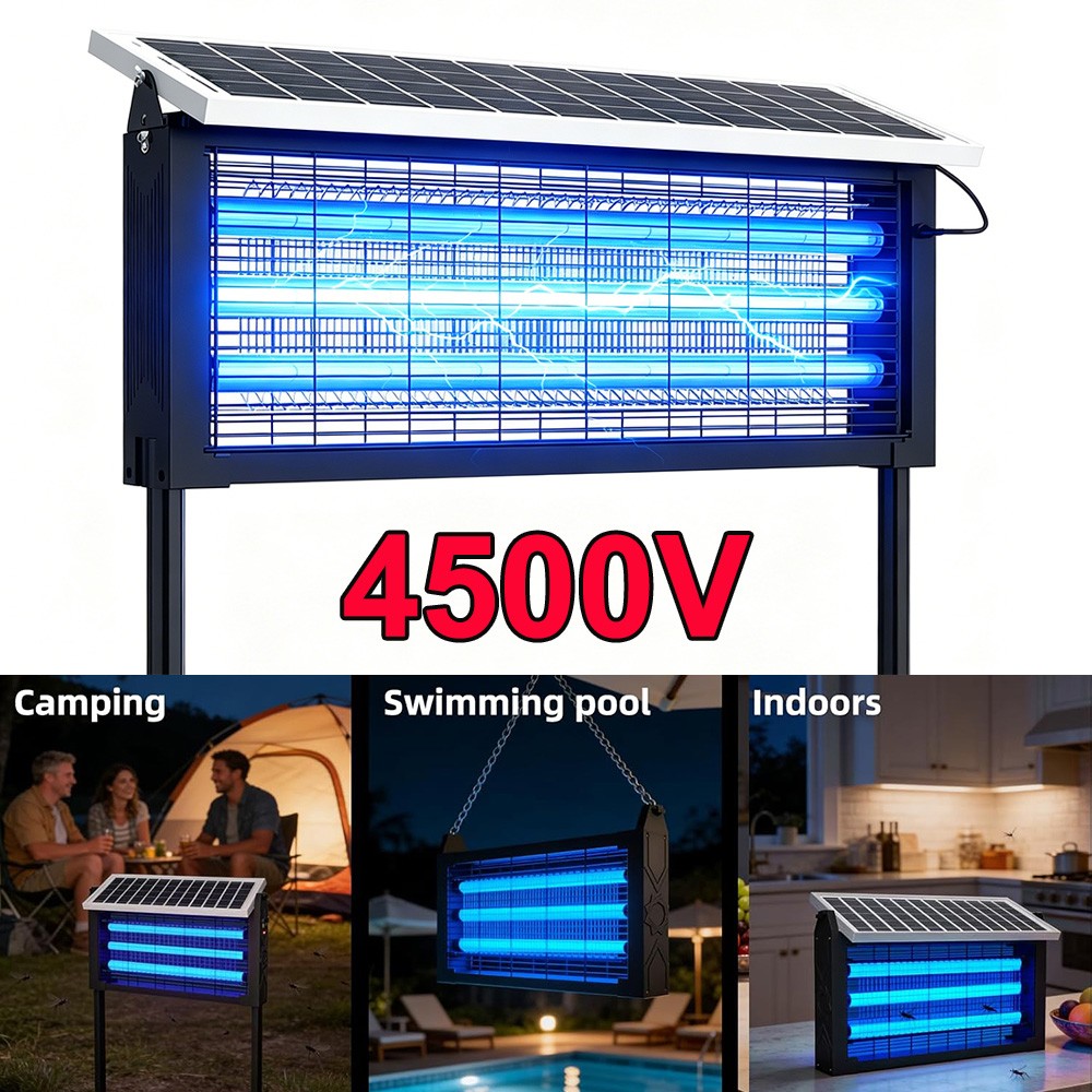 Solar Bug Zapper Outdoor Mosquito Zapper 4500V Waterproof Rechargeable Fly Trap