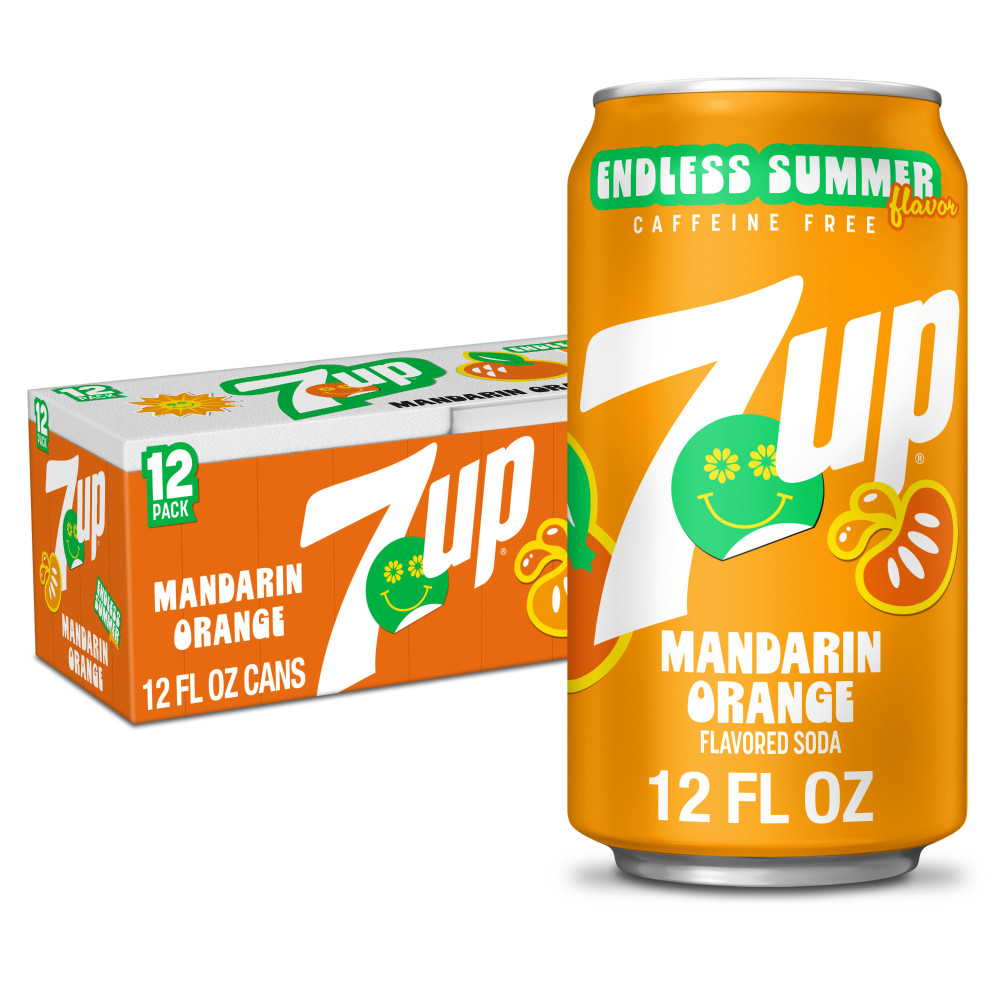 7UP Endless Summer Mandarin Orange Limited Edition Soda — 12-Pack 12 oz Cans