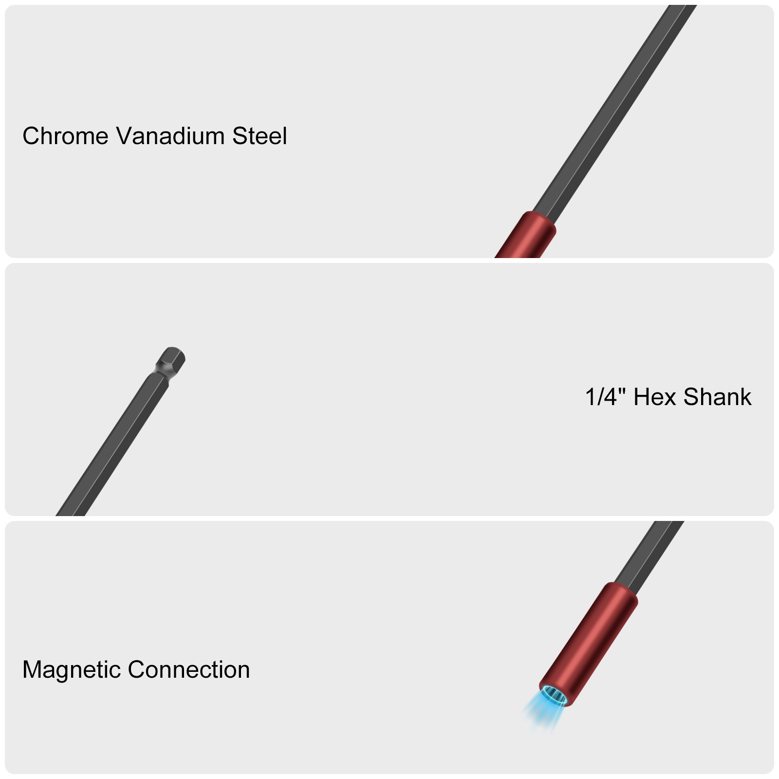 5PCS Magnetic Drill Bit Extension Holder Set 1/4″ Hex Shank for Impact Driver