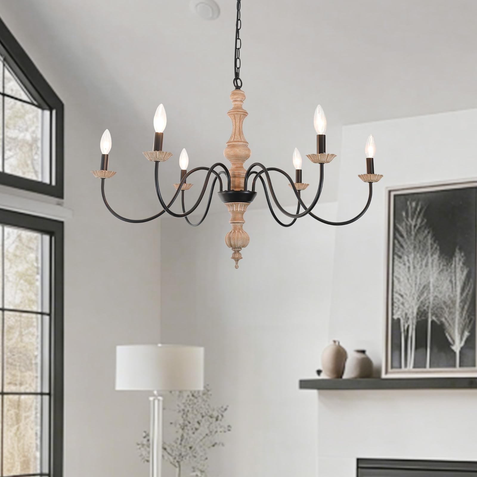 35in Large French Country Chandelier 6 Light Farmhouse Metal Chandeliers Ligh…