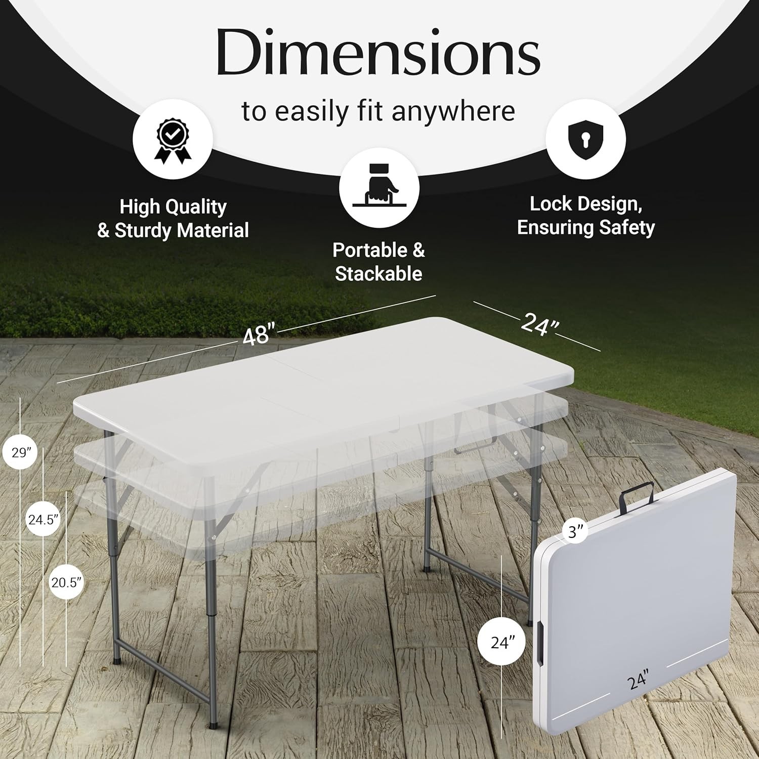 Used 4-Ft Plastic Folding Table – Ideal for Indoor/Outdoor Dining & Party Use
