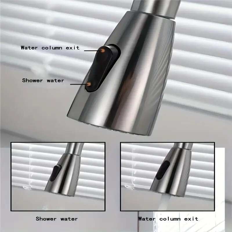 Brushed Nickel Kitchen Faucet Sink Mixer Faucet Pull Down Sprayer Single Handle