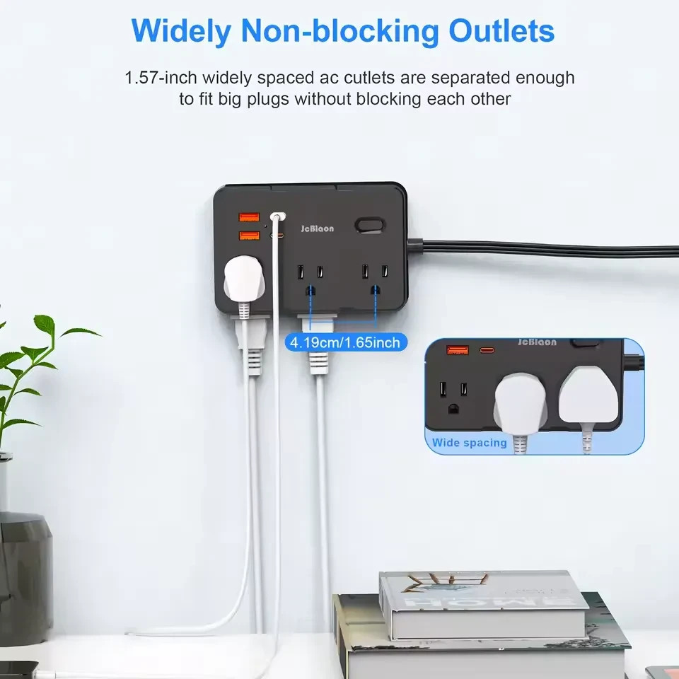 10-in-1 Multi Outlet Wall Mountable 5ft USB Surge Protector Power Strip Black