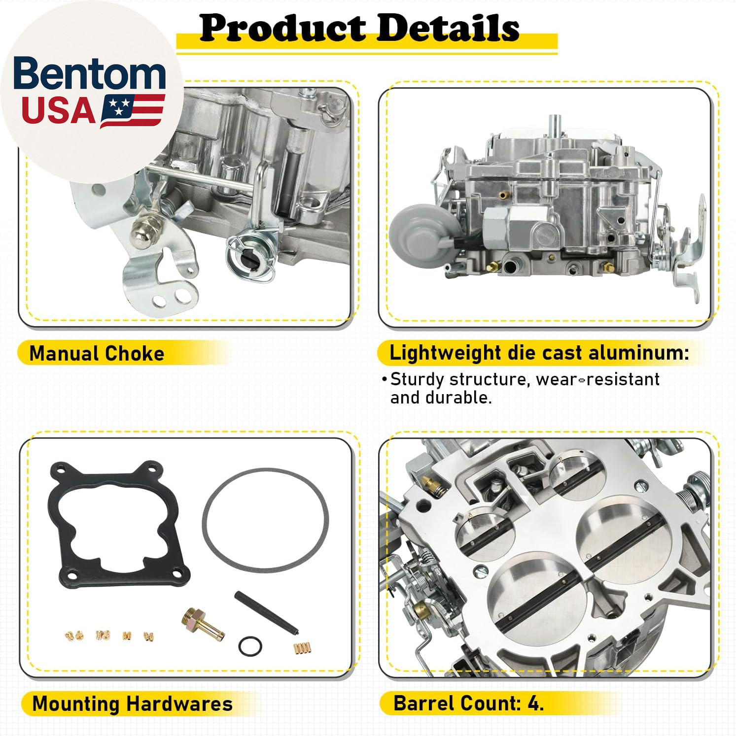 4 Barrel 750 CFM Carburetor Manual Choke Fit for Rochester Quadrajet Carburetor