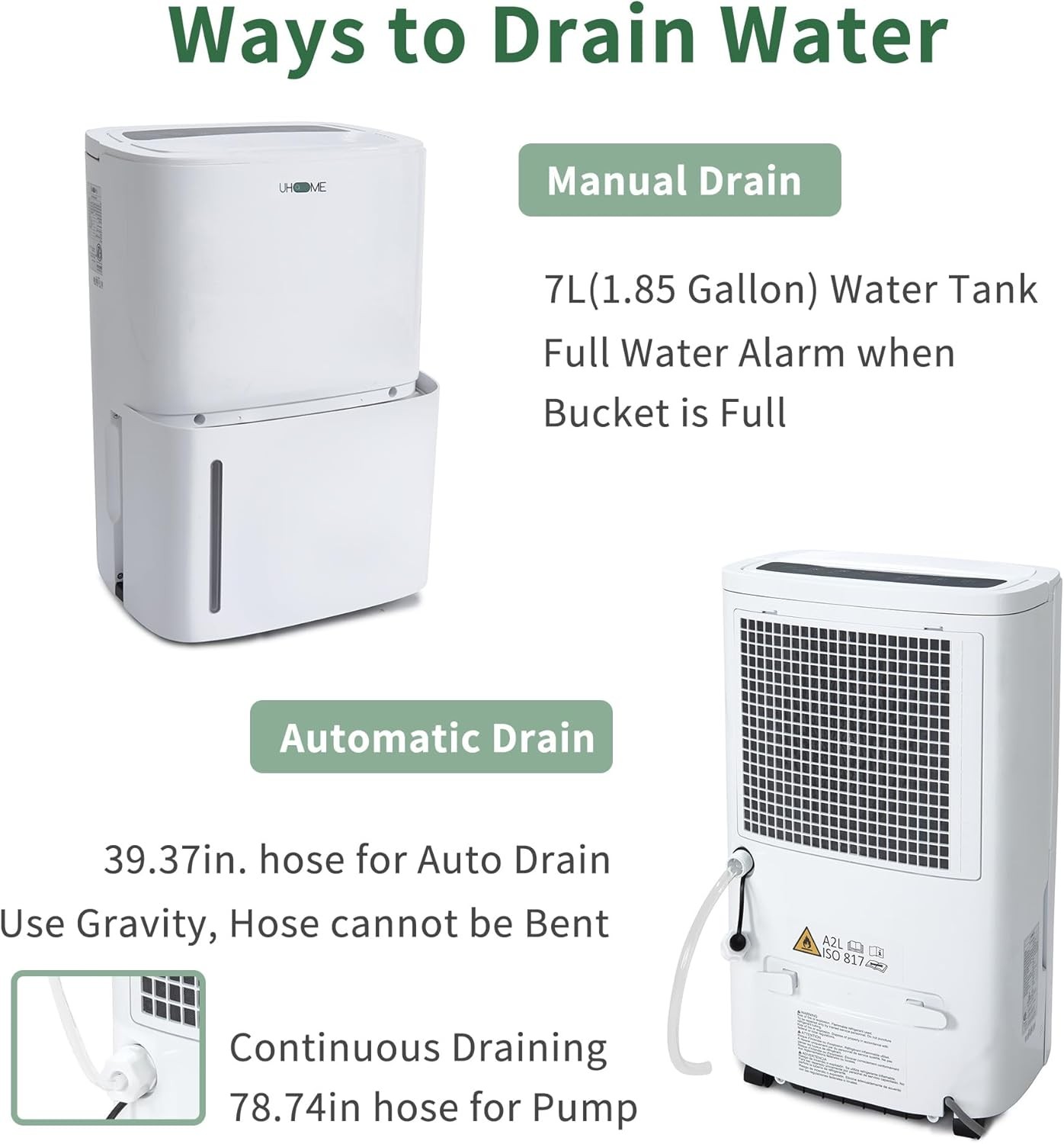 150 Pints Dehumidifier with Pump 7000 Sq Ft for Large Rooms Basement