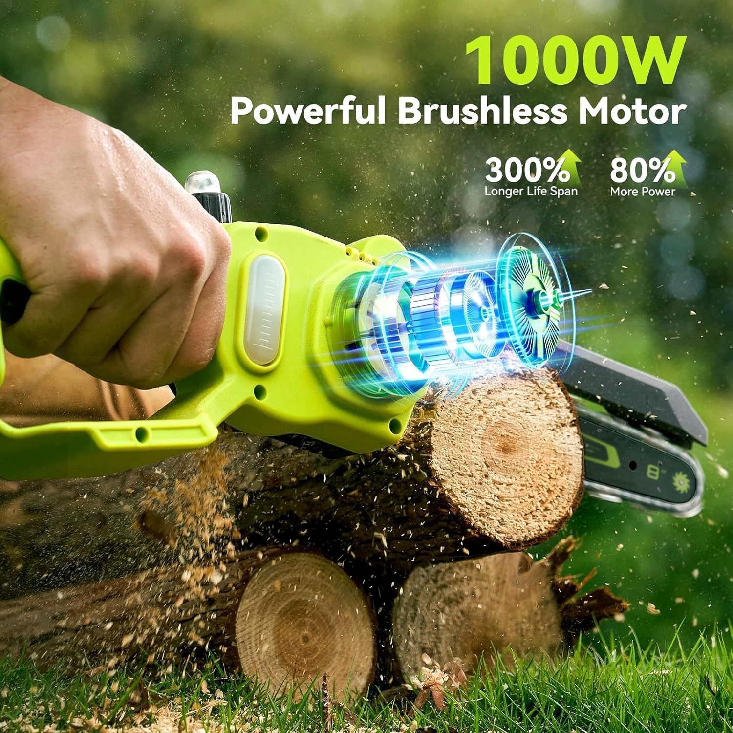 Mini Chainsaw Cordless, 8 Inch & 6 Inch Electric Chainsaw Battery Powered, 1000W