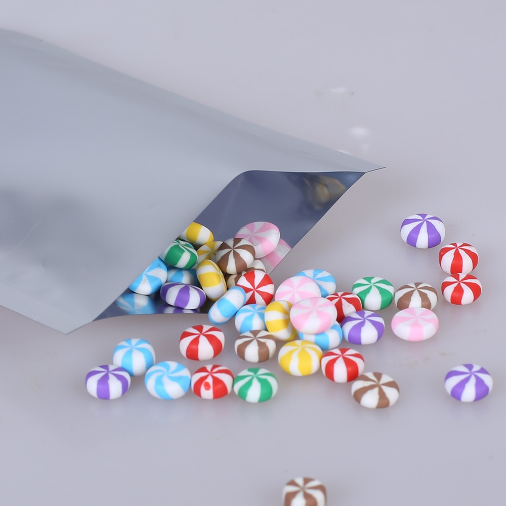 Many Different Sizes/Colors for 100 Flat Metallic Open Top Bags w/ Tear Notches