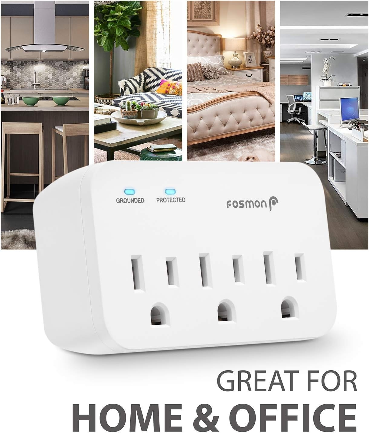 Compact 3-Outlet Heavy Duty Surge Protector for Fridge & Appliances – 1200J