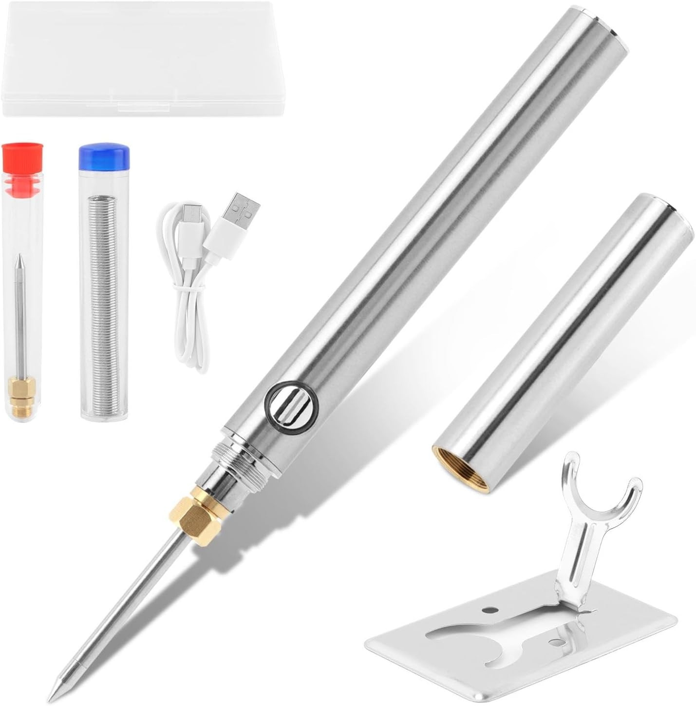 USB Rechargeable Portable Soldering Iron Kit, 1100mah 5V 15W Rapid Heat 788°F…