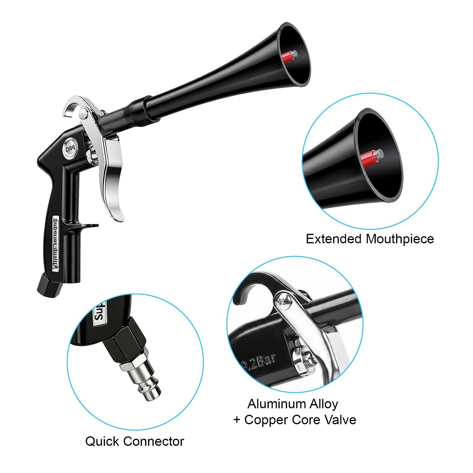 2-in-1 High-Pressure Car Interior Detailing Air Blow Gun Tornado Cleaning Tools