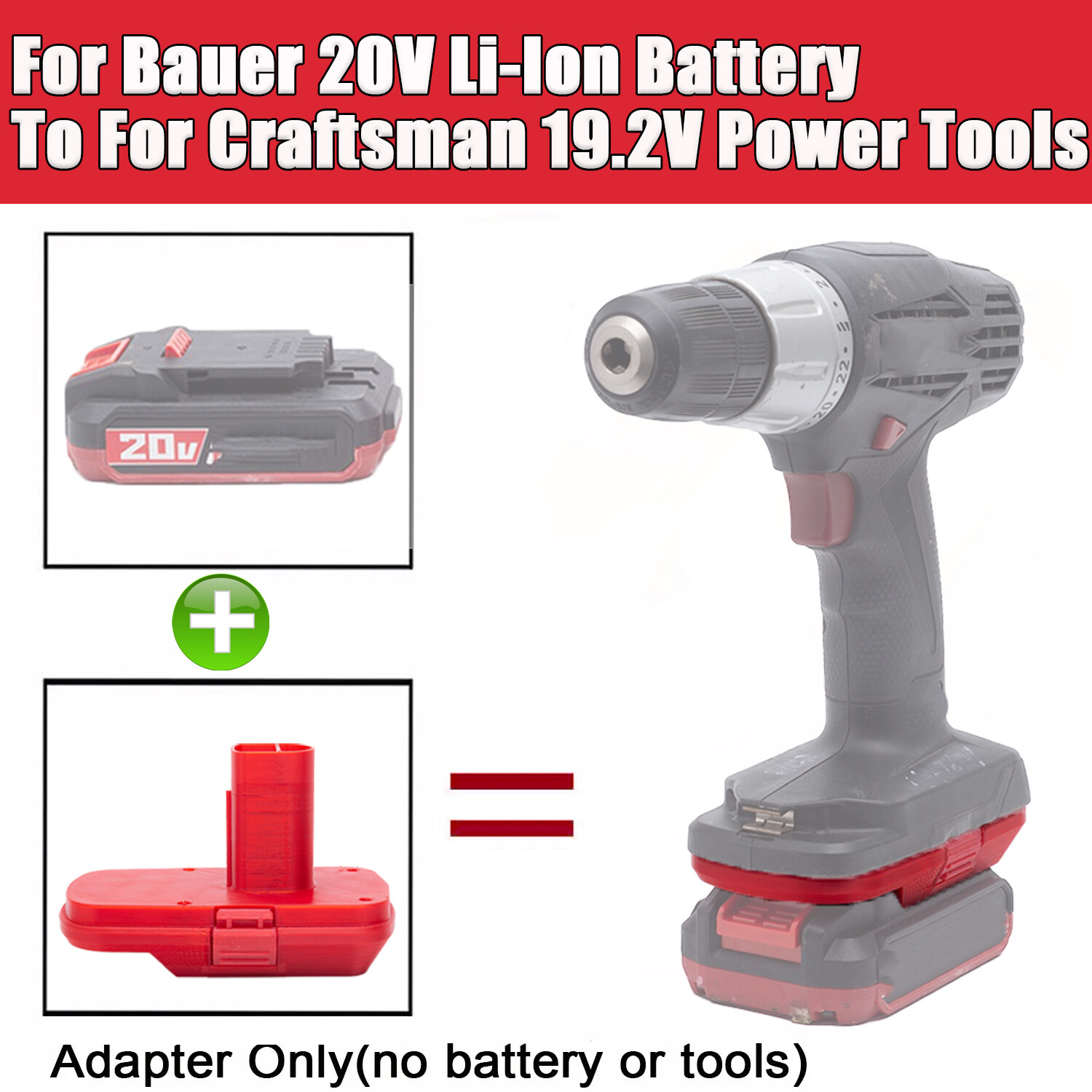 Battery Adapter For Bauer 20V Li-ion Battery to For Craftsman 19.2V Tools US