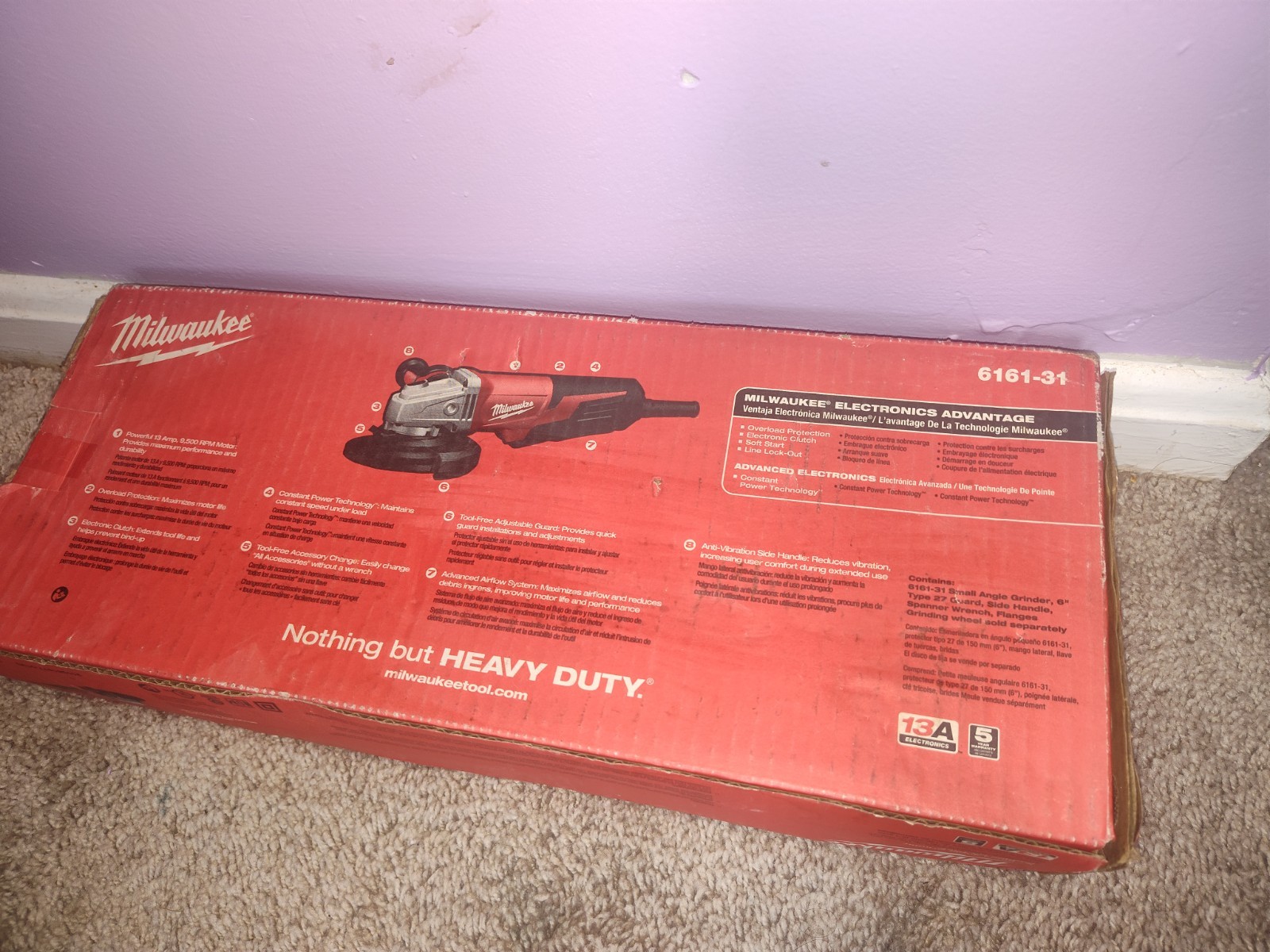 Milwaukee 6161-34 Angle Grinder Red Corded Electric Rotary/Circular Action