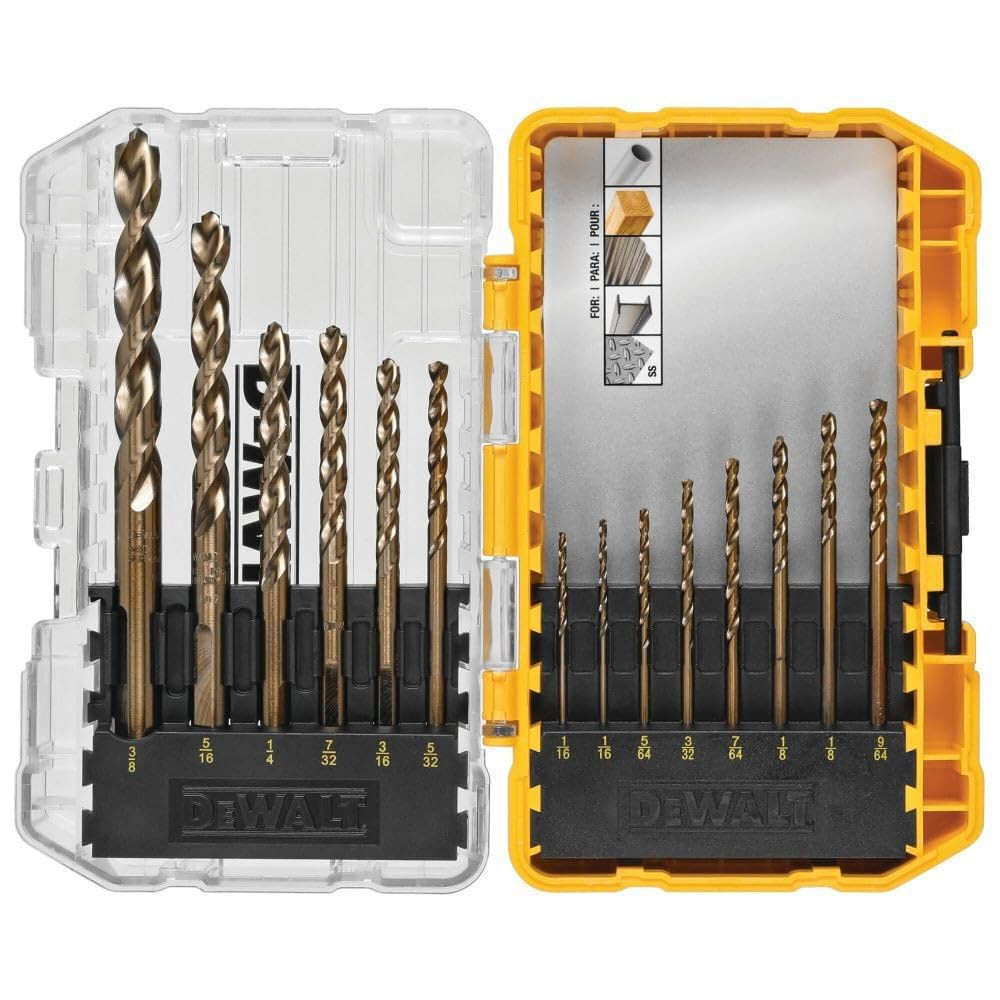 Cobalt Alloy Steel Drill Bit Set with Pilot Point, 14-Piece (DWA1240)