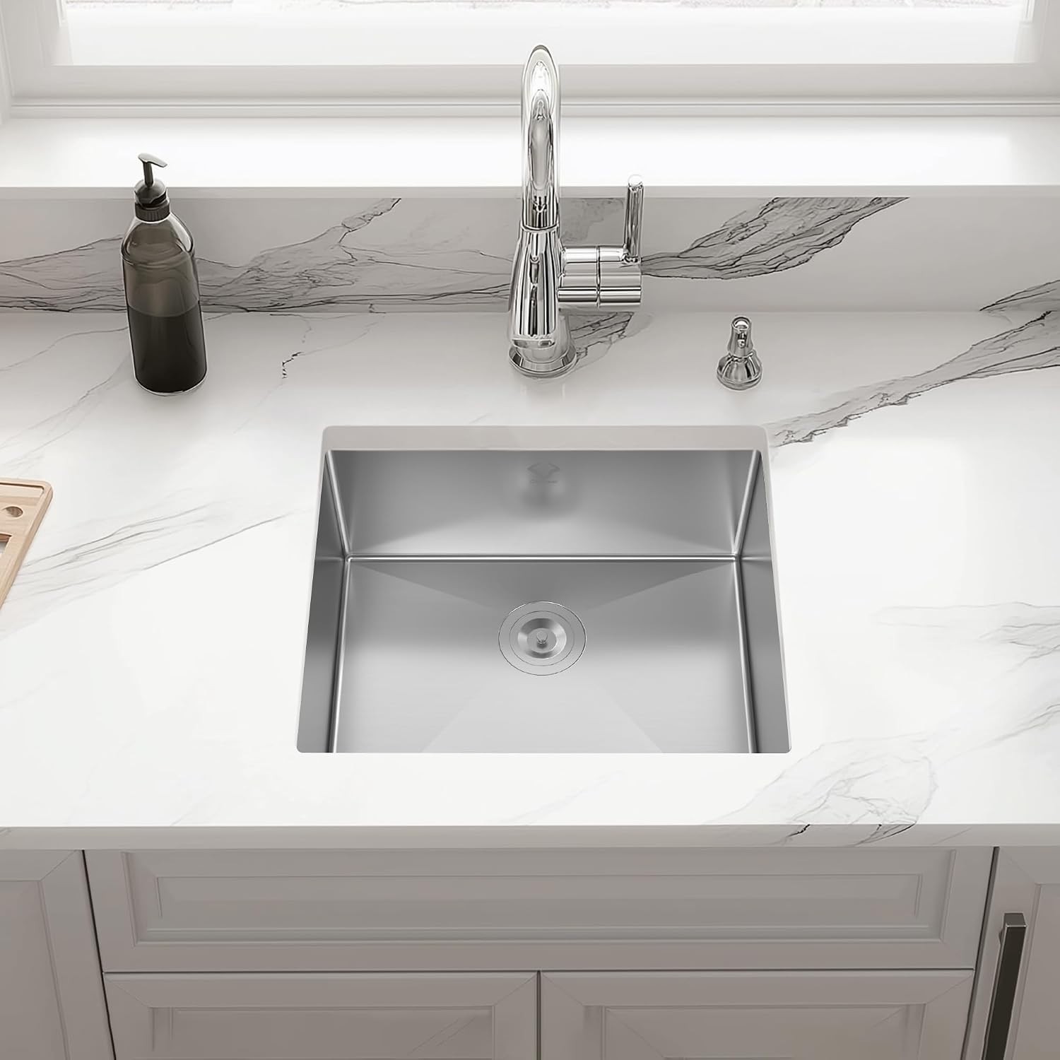 22″ Undermount Kitchen Sink 16 Gauge Stainless Single Bowl Utility Laundry