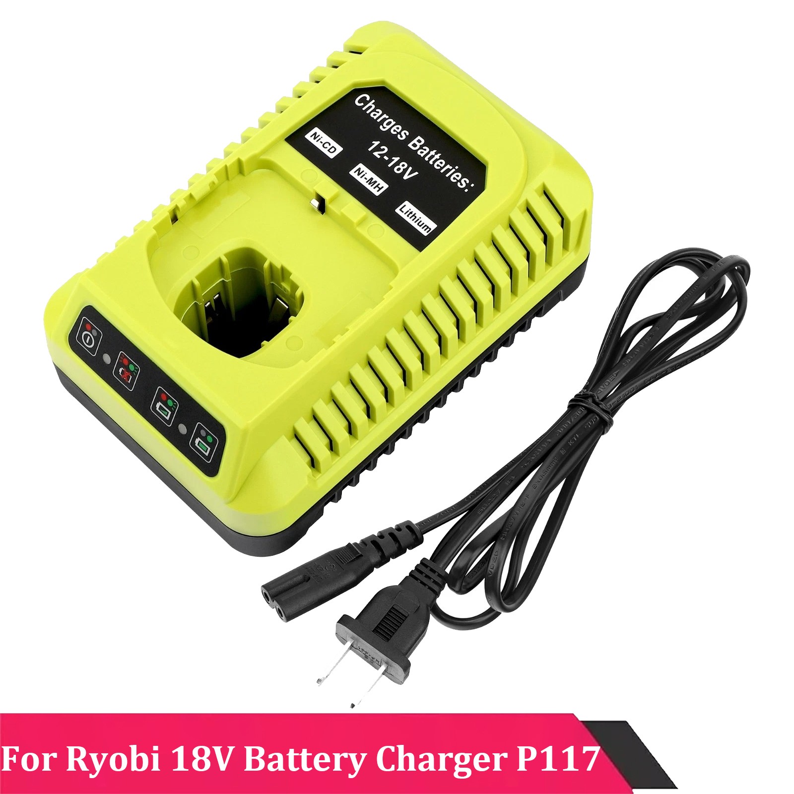 P117 Charger For Ryobi P108 P107 P106 18V High Capacity 18Volt Lithium Battery