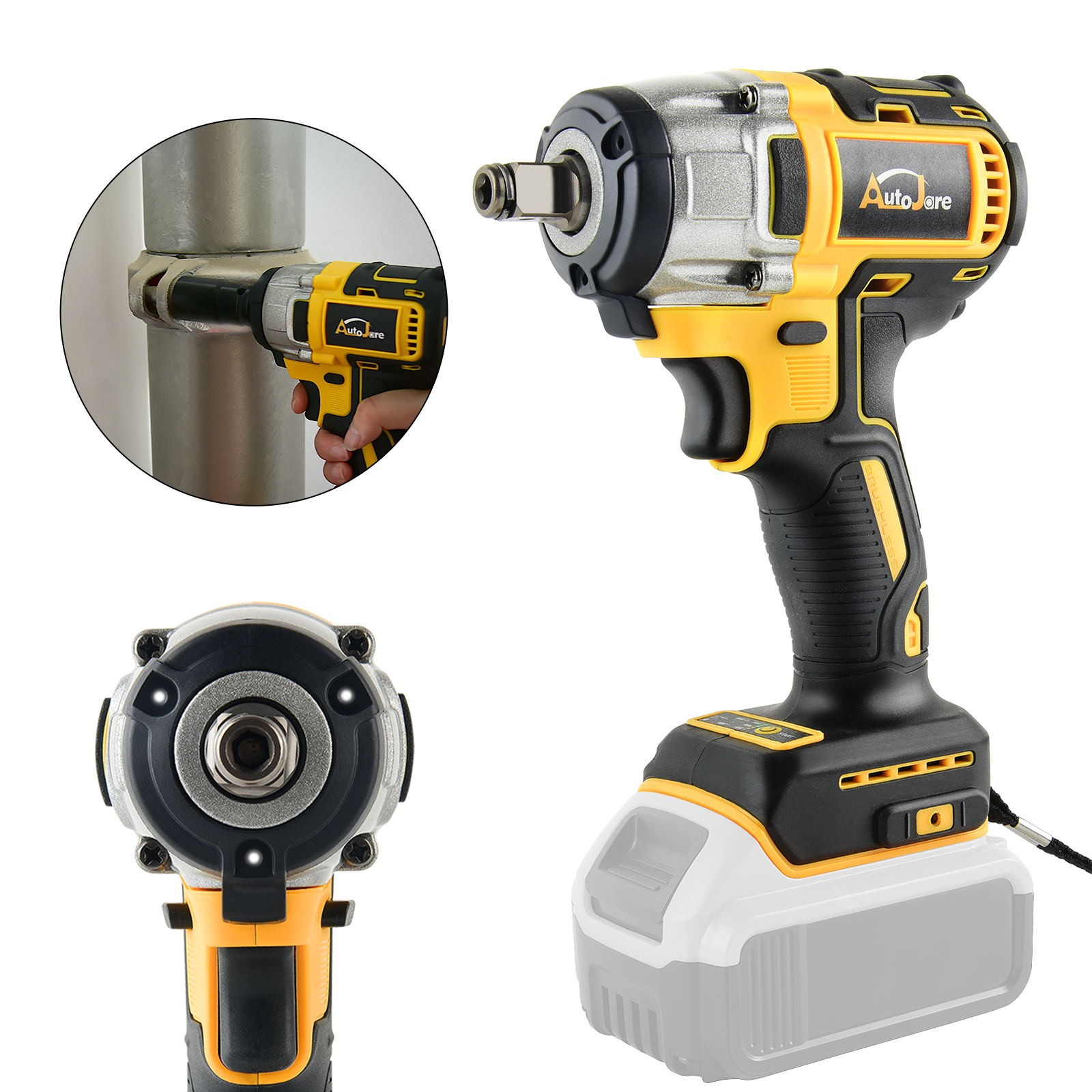 1/2″ Brushless Cordless Impact Wrench for Dewalt 20V Max Battery (Tool Only)
