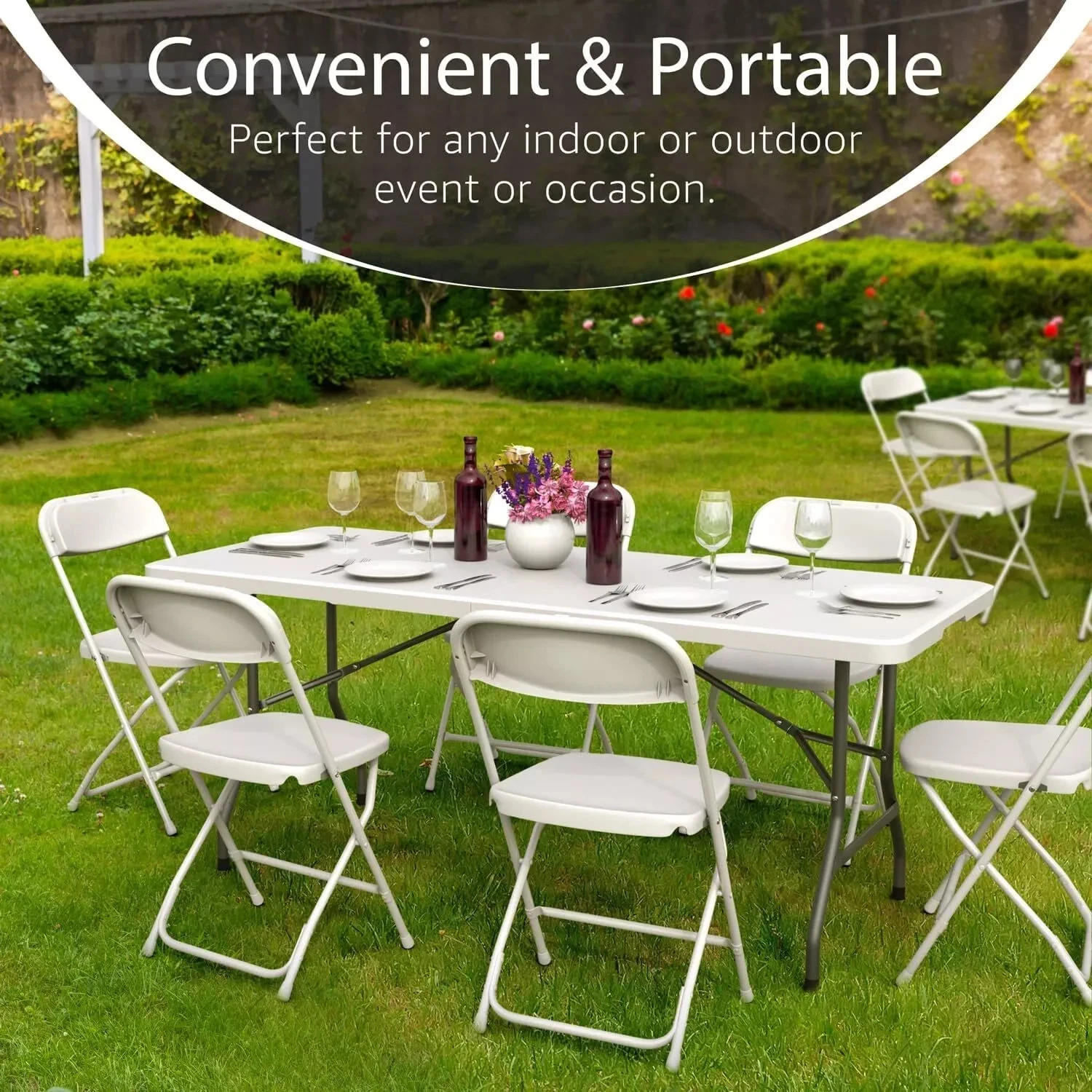 Used 6-Ft Plastic Folding Table – Ideal for Indoor/Outdoor Dining & Party Use