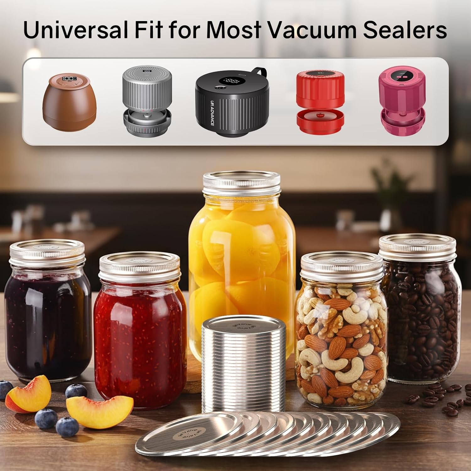 50PCS Canning Lids – 25 Wide Mouth(3.31″) & 25 Regular Mouth(2.67″) Mason Jar Li