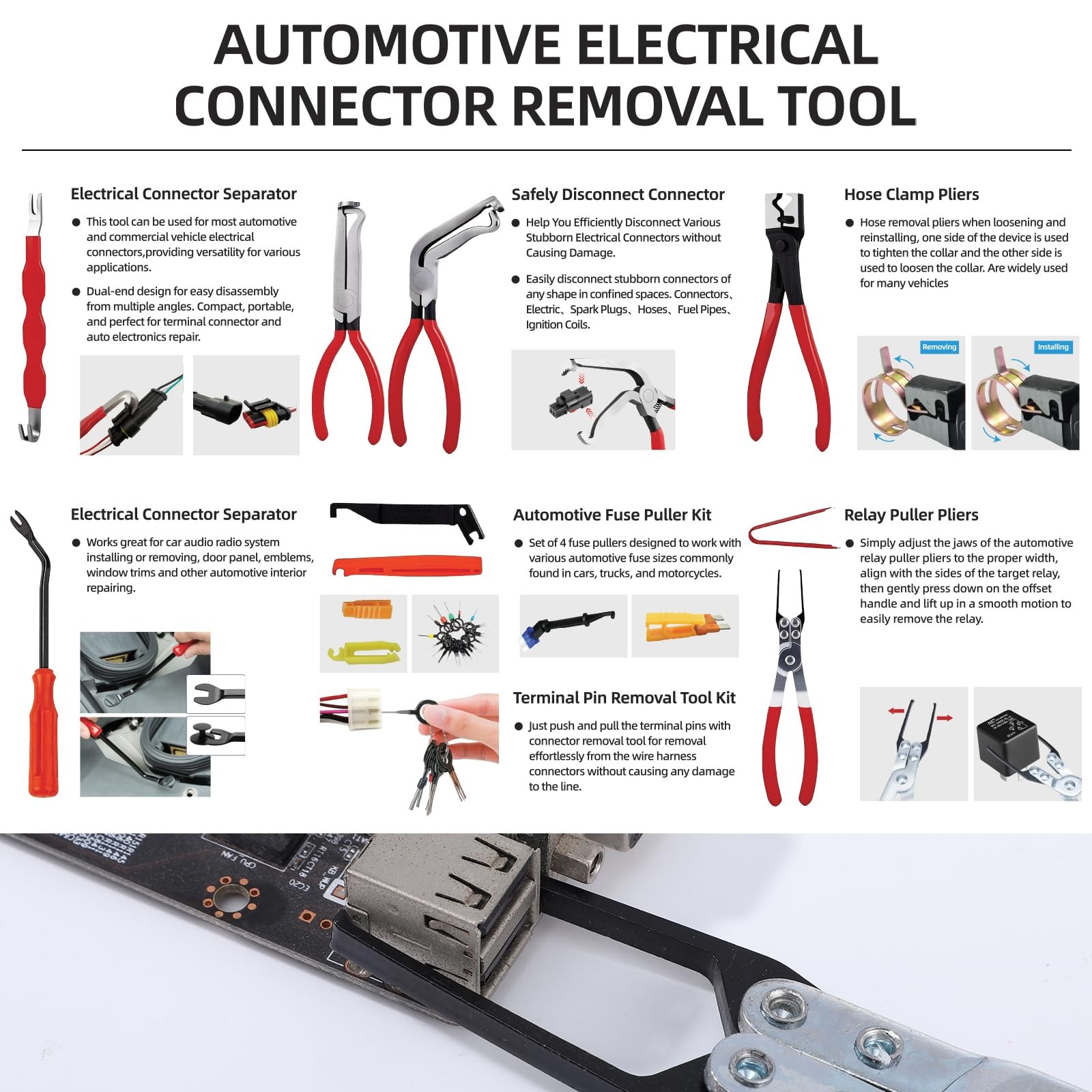12 Pcs Electrical Disconnect Pliers Set for Automotive Connector Removal