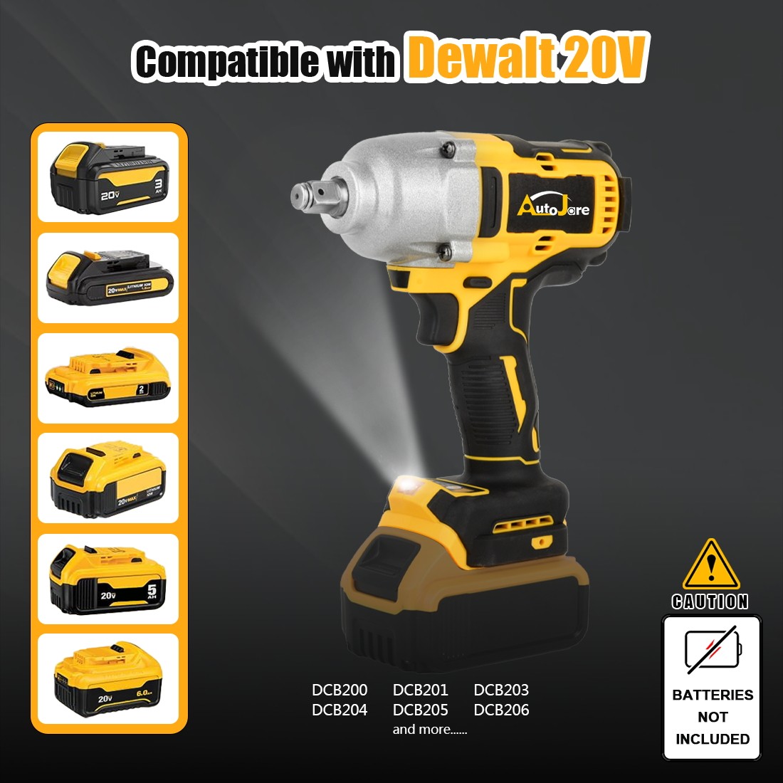 Cordless Impact Wrench For Dewalt 20V Battery, 1/2 Inch Brushless High Torque
