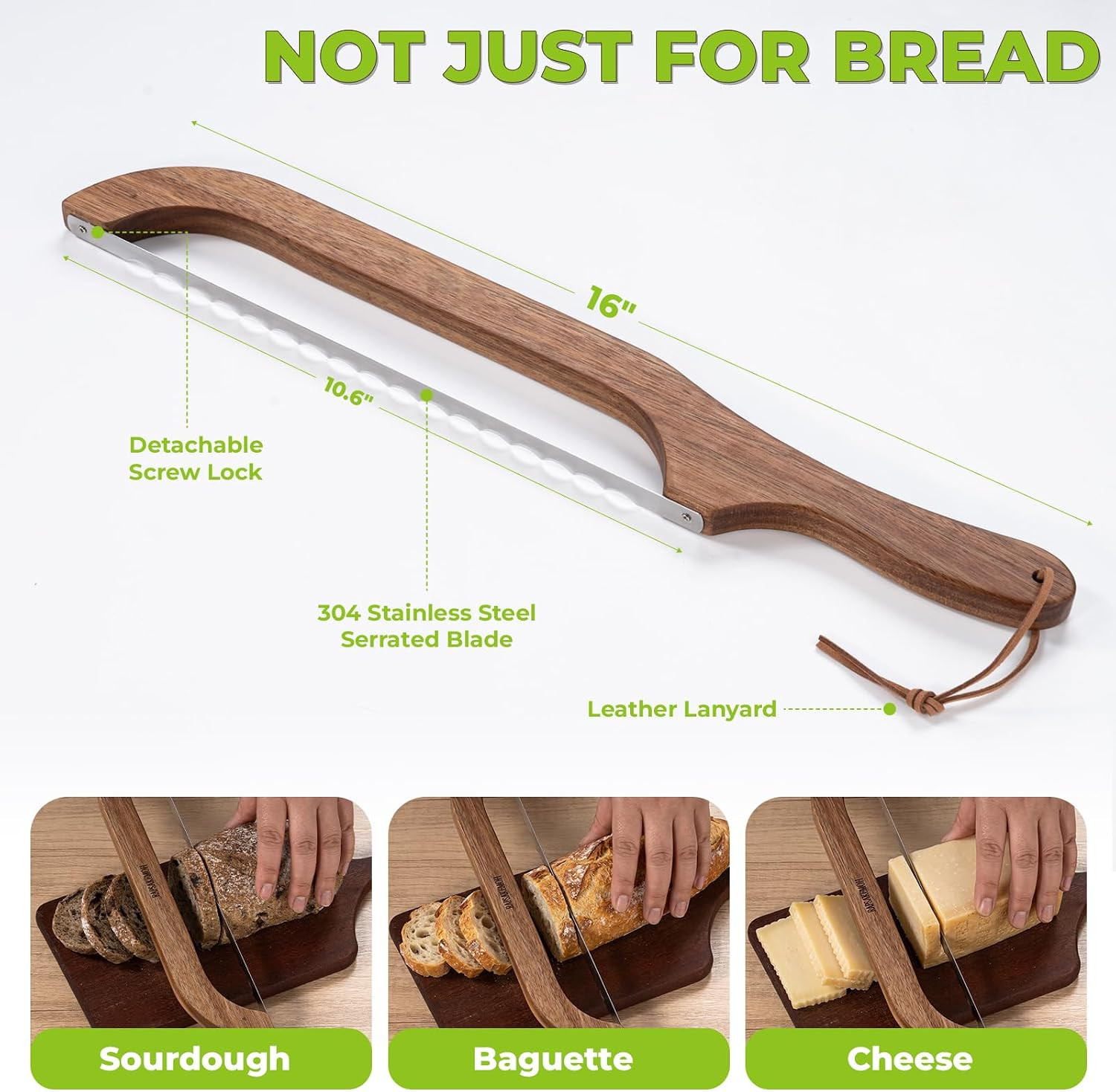 Bow-Style Bread Slicing Knife 15.7″ Even Cuts for Loaves & Baguettes