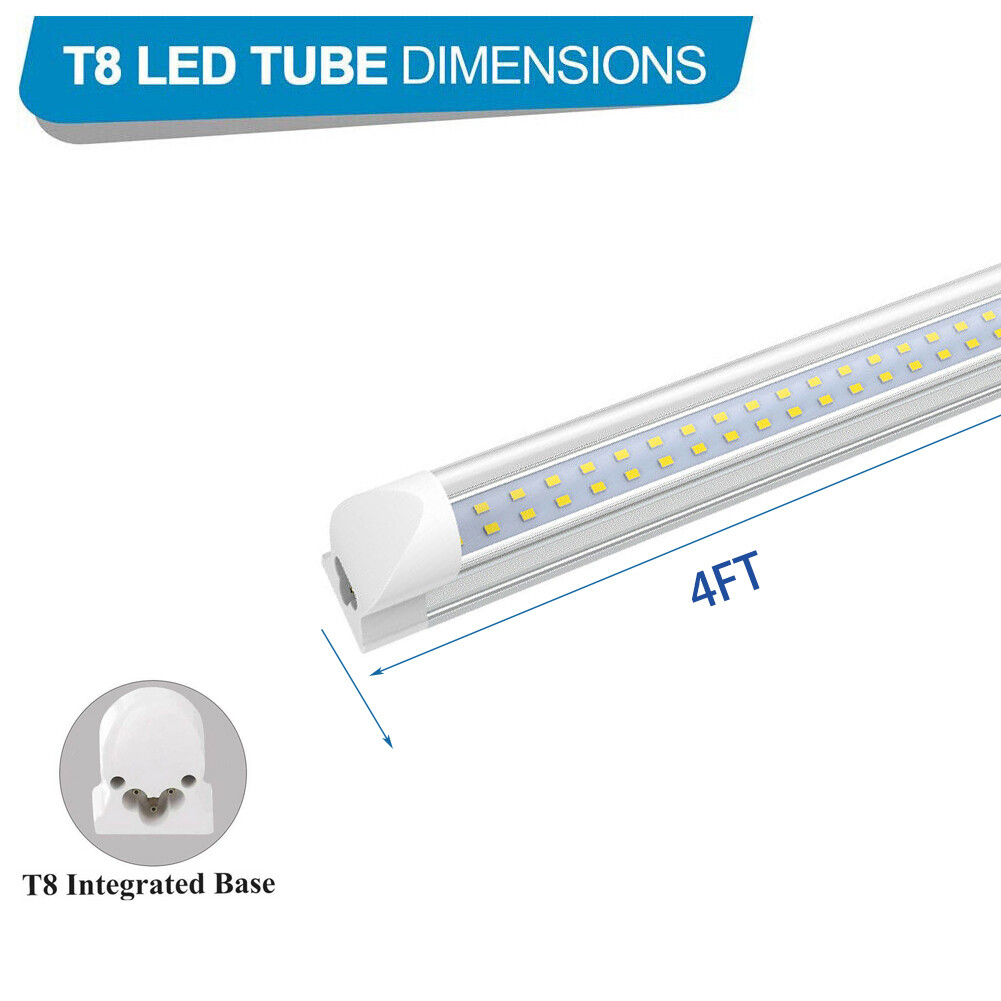 Integrated T8 4FT LED Shop Light Fixture 6500K 4Foot LED Tube Light Bulb 36W 60W