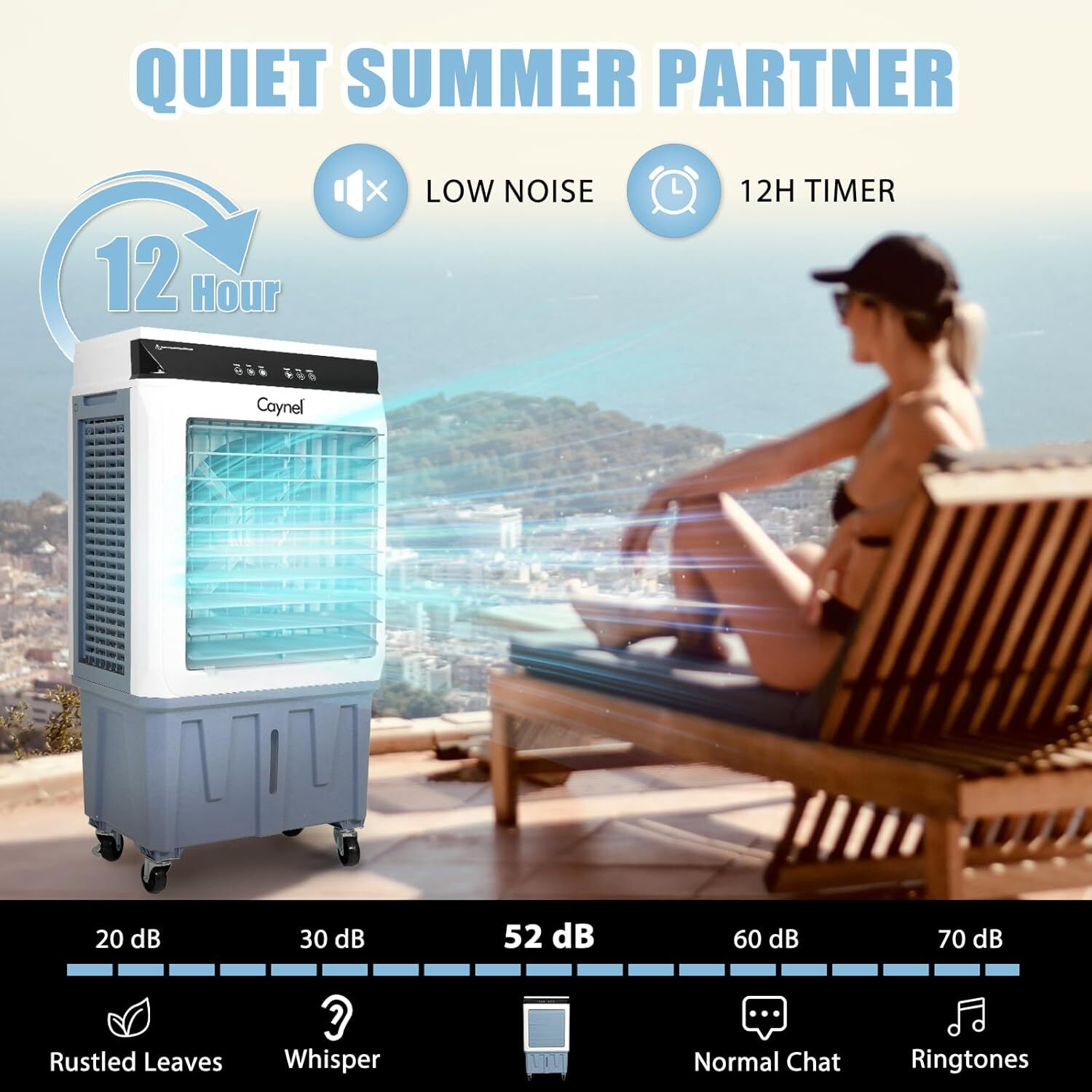 Evaporative Swamp Cooler w/ 5.3 Gallon Water Tank Cooling Tower Fan for Outdoor