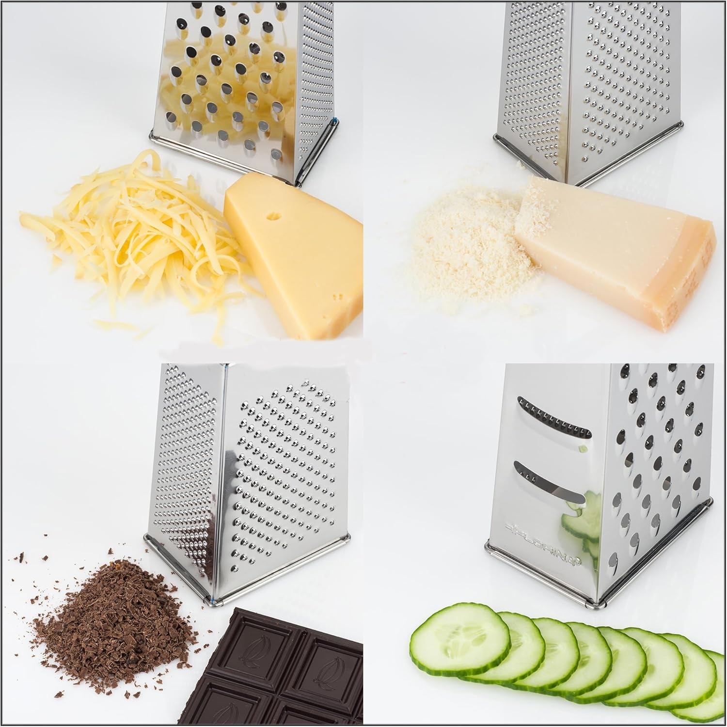 Kitchen Stainless Steel 4-Sided Box Food Grater Vegetable Cheese Slicer Shredder