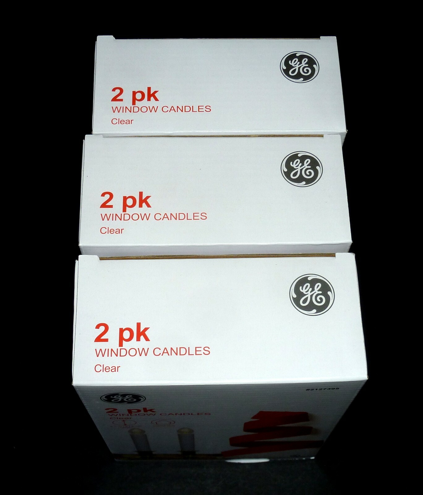 GE 2 pack Window Candles, Electric, Clear 8.5 in/21.5 cm New in Box! (3 boxes)