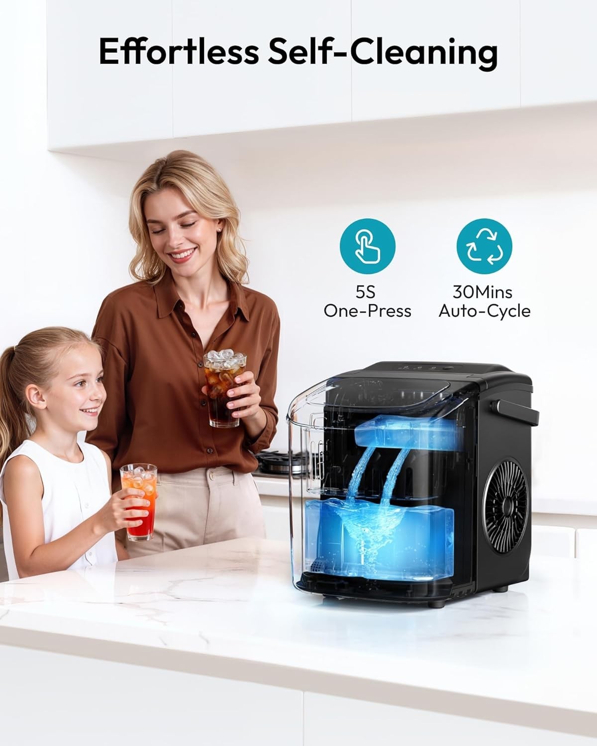 EUHOMY Countertop Ice Maker Machine, 26lbs/24Hrs, 9 Ice Cubes Ready in 6 Mins