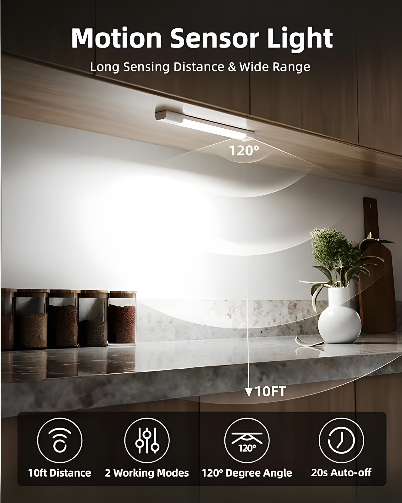 4 Pack Plastic USB LED Cabinet Lights with Toggle Switch, Under Shelf Lighting