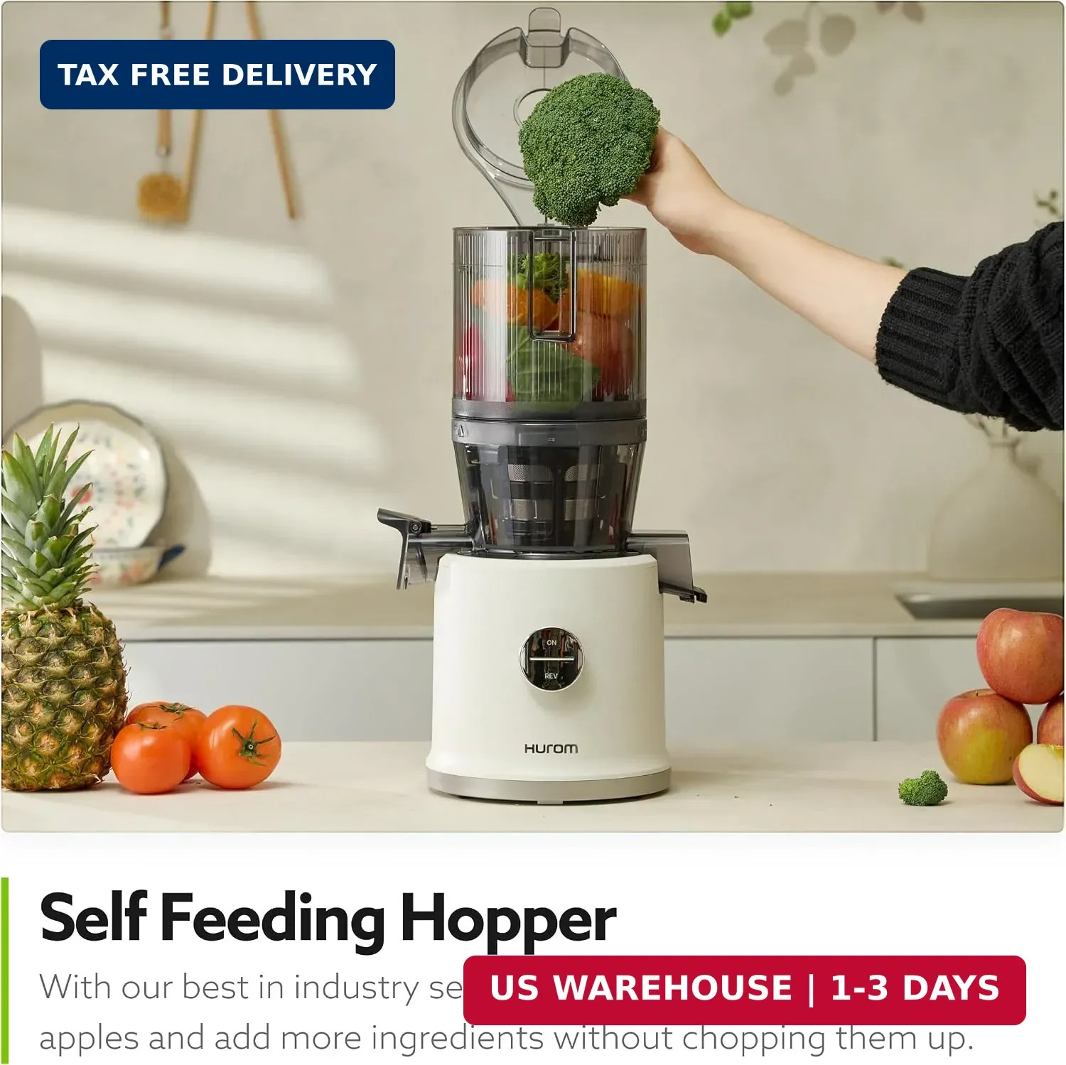 Hurom H80 Cold Press Juicer Machine – Matte Black – Dishwasher-Safe Parts, Self-