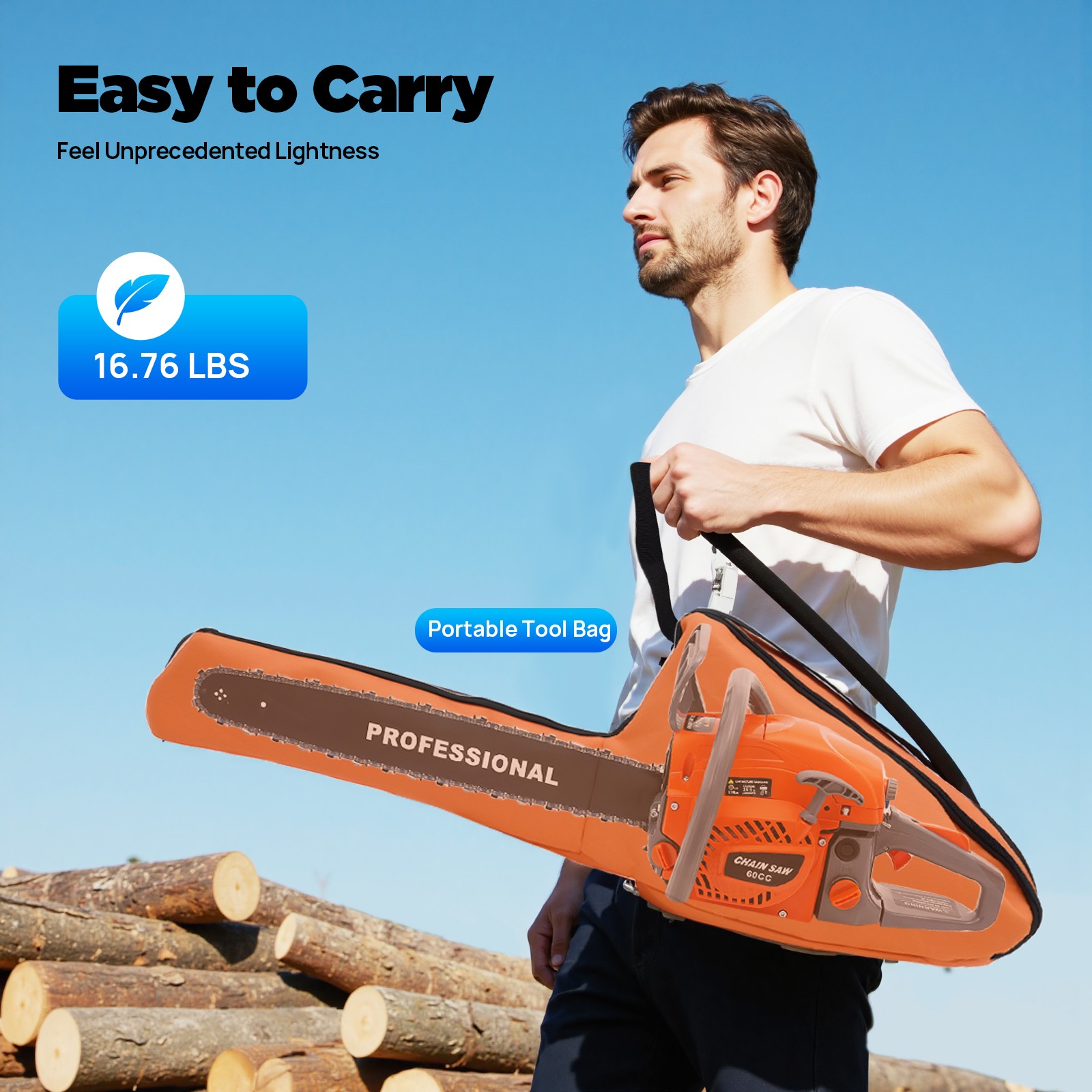 2-Stroke Gasoline Chainsaw 60 CC 22″ Bar Power Engine Wood Cutting Gas Chain Saw