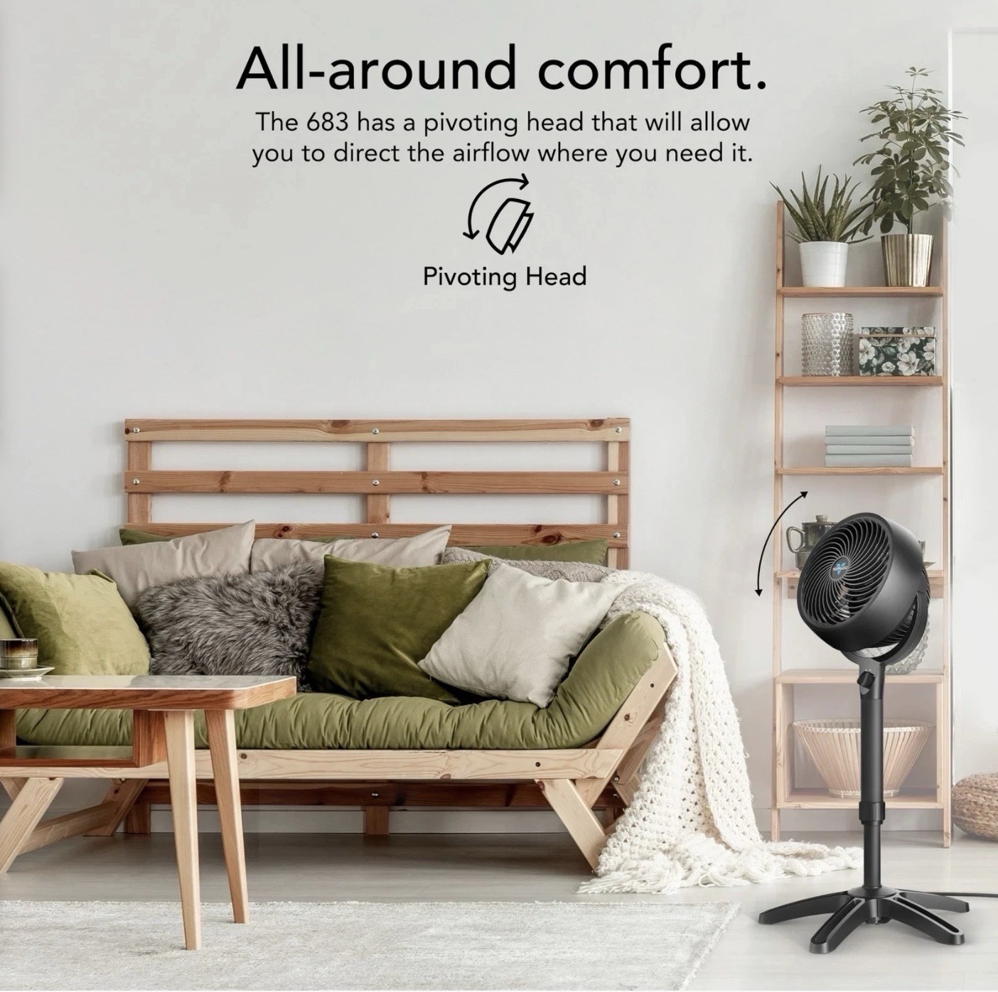 Vornado 683 Pedestal Fan Whole Room Air Circulator 32-38 In. Adjust Height