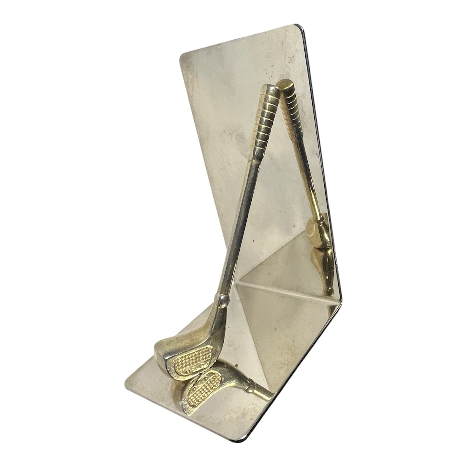Chrome & Brass Golf Club Bookend – Single Golf-Themed Bookend