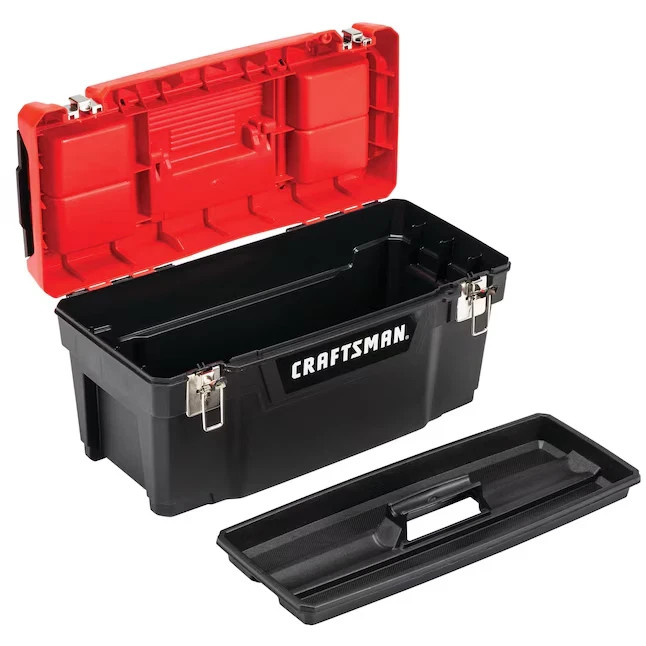 Craftsman 20 In Red Plastic Lockable Tool Box Portable Storage Organizer Tray