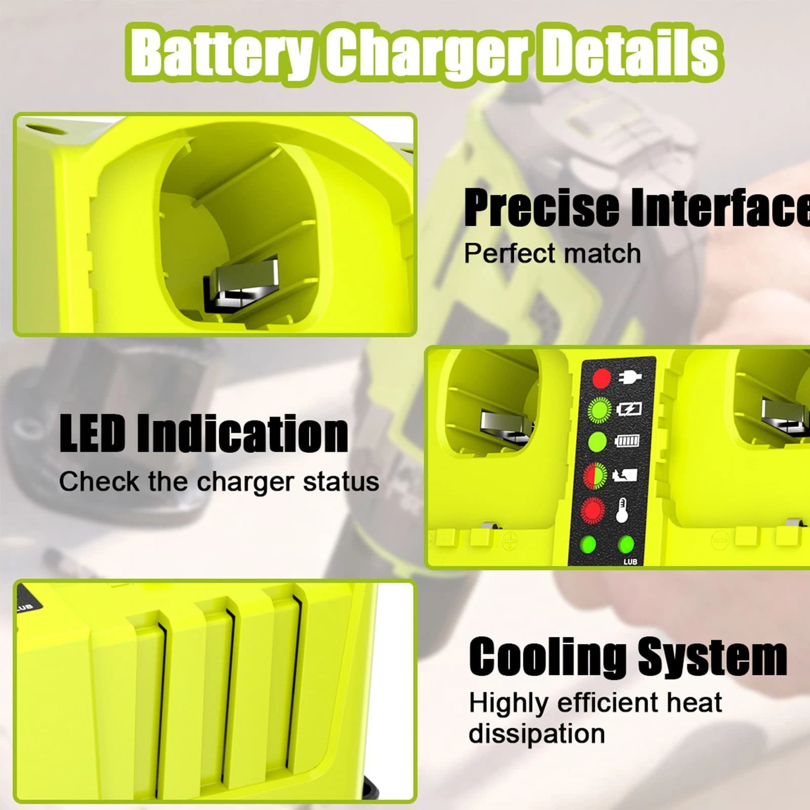 2A Dual Charger For Ryobi 18V ONE Plus Lithium Battery P102 P103 P104 P105 P107